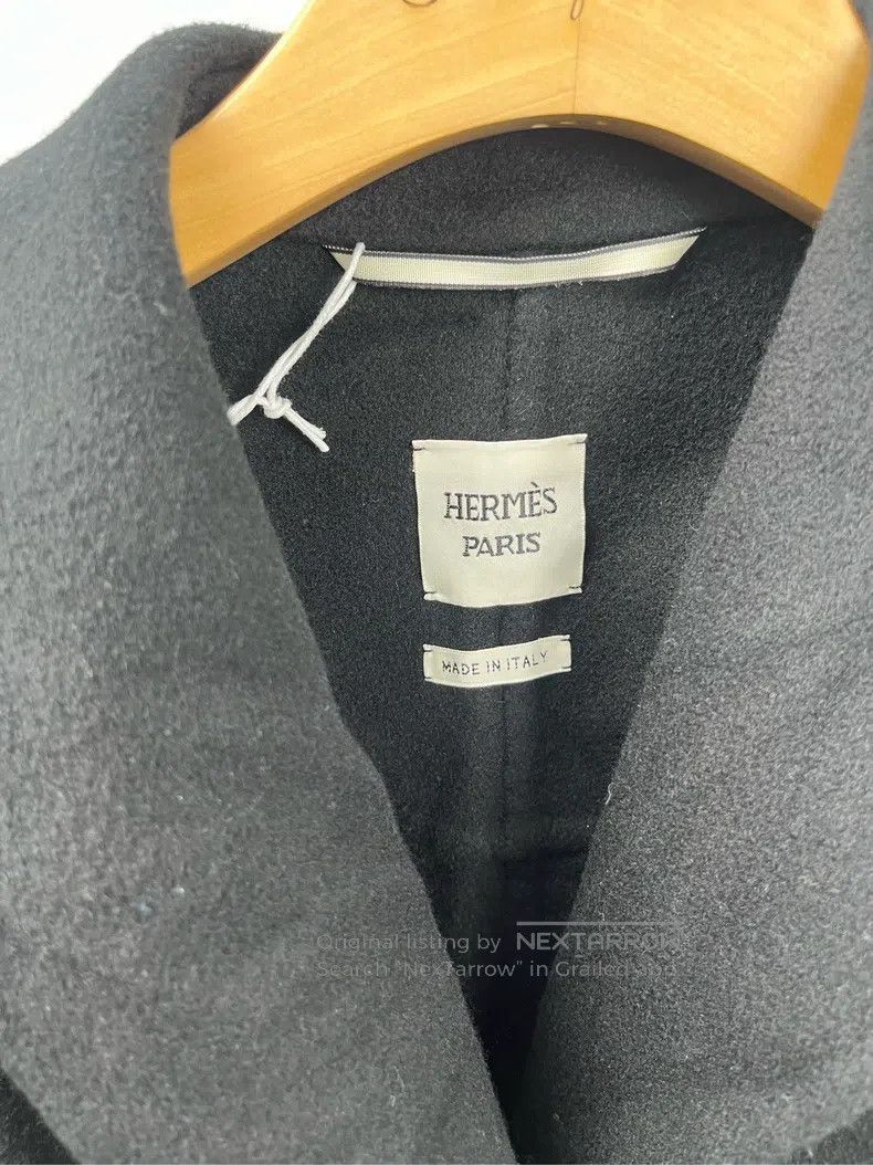 Hermes Hermes Black Lapel Long Sleeve Wool Coat Size XXS / US 00 / IT 34 - 3 Thumbnail