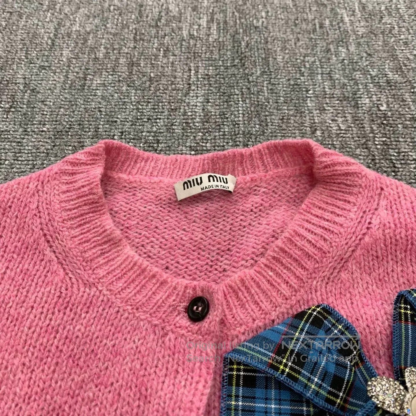 Miu Miu pink knitted cardigan with bow. Size L / US 10 / IT 46 - 9 Thumbnail