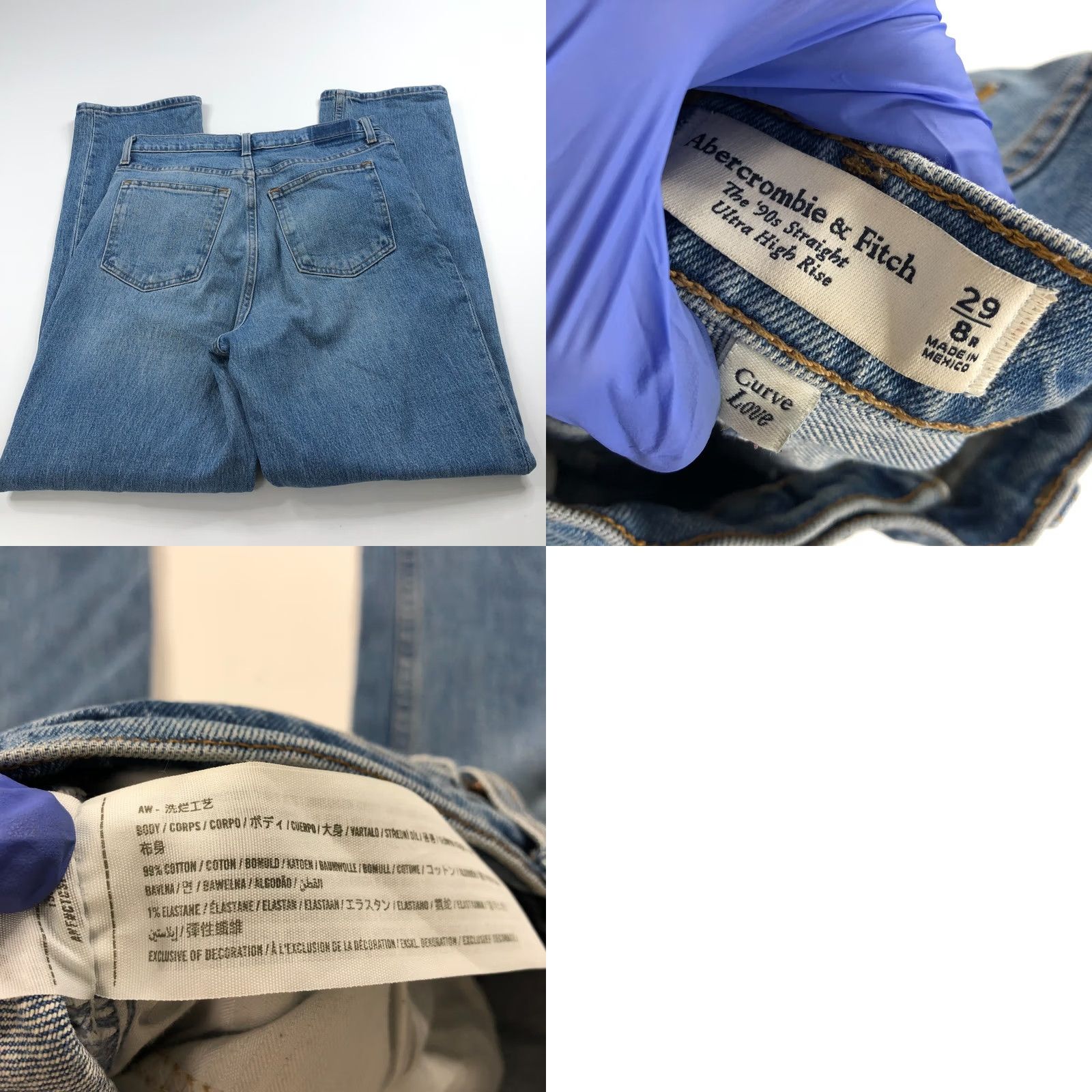 Abercrombie & Fitch Abercrombie & Fitch The 90's Straight Ultra High Rise Jeans 8R/29 30W 31L Denim Blue Womens Regular 5-Pocket Vintage? No Size 29" - 8 Thumbnail
