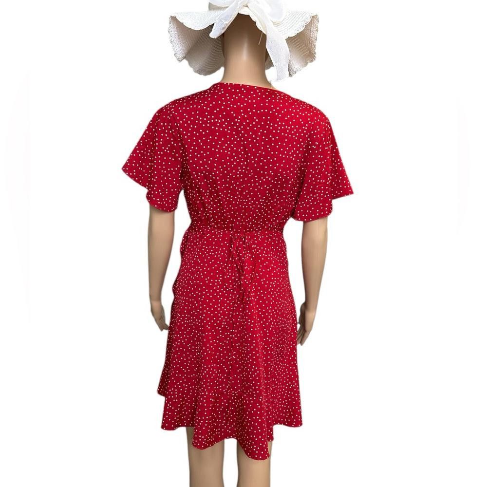 Shein SHEIN Red Polka Dot Mini Wrap Dress Size 6 Size M / US 6-8 / IT 42-44 - 2 Thumbnail