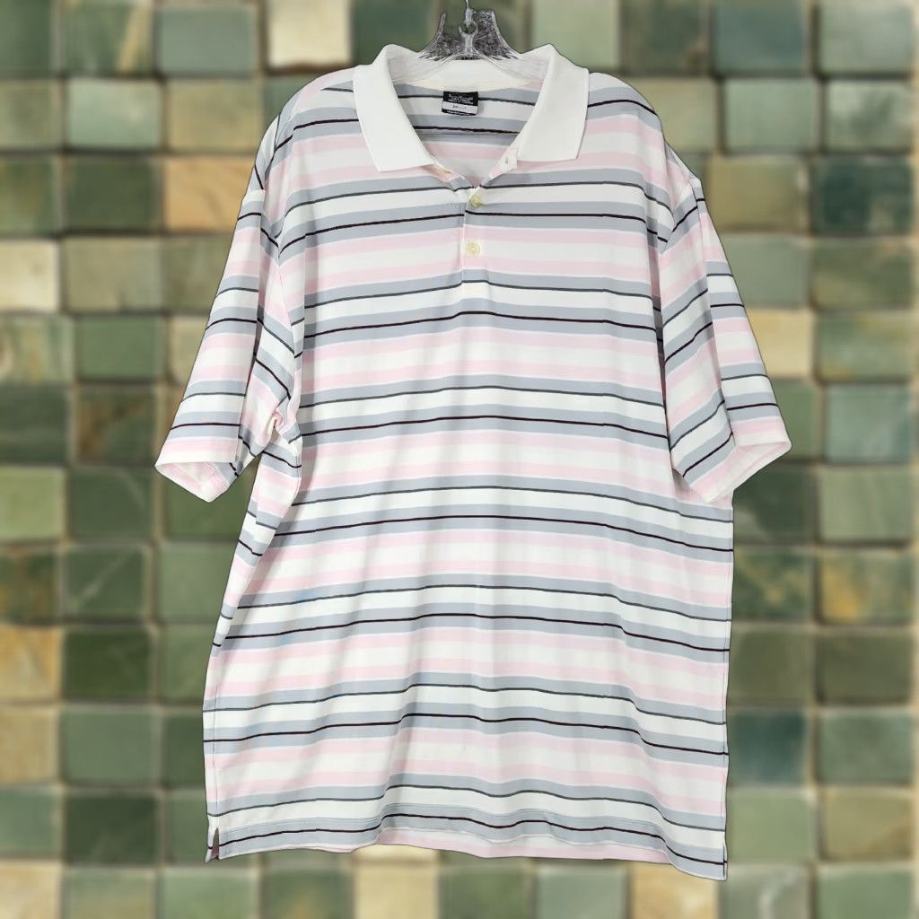 Nike Nike Golf Polo Shirt Men XL Pink Gray Striped Short Sleeve with Performance Golf Polo Shirt Size US XL / EU 56 / 4 - 1 Thumbnail