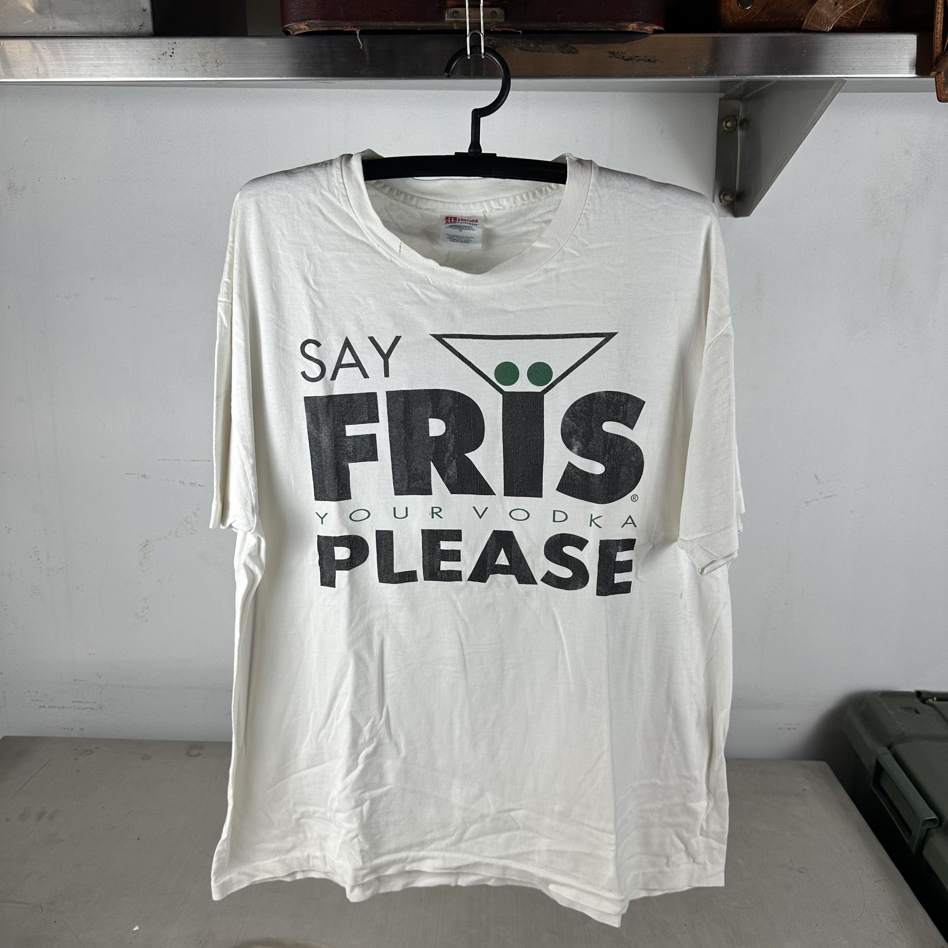 Vintage ​​​​Vintage 90s Say Fris Vodka Please Promo Typography Tee Size US XL / EU 56 / 4 - 1 Thumbnail
