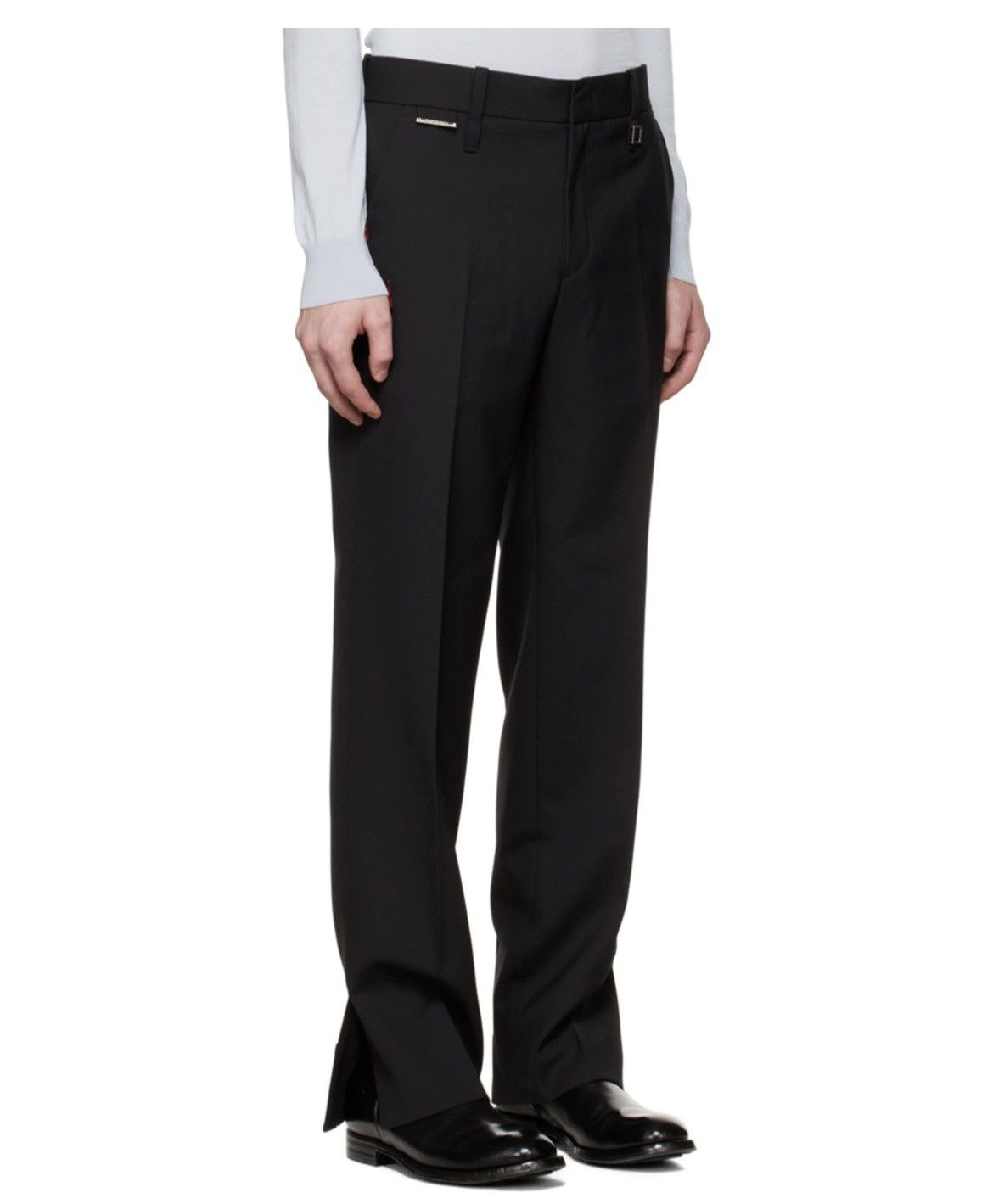 image of Wooyoungmi Black Slit Straight Trousers Size 48 Eur, Men's
