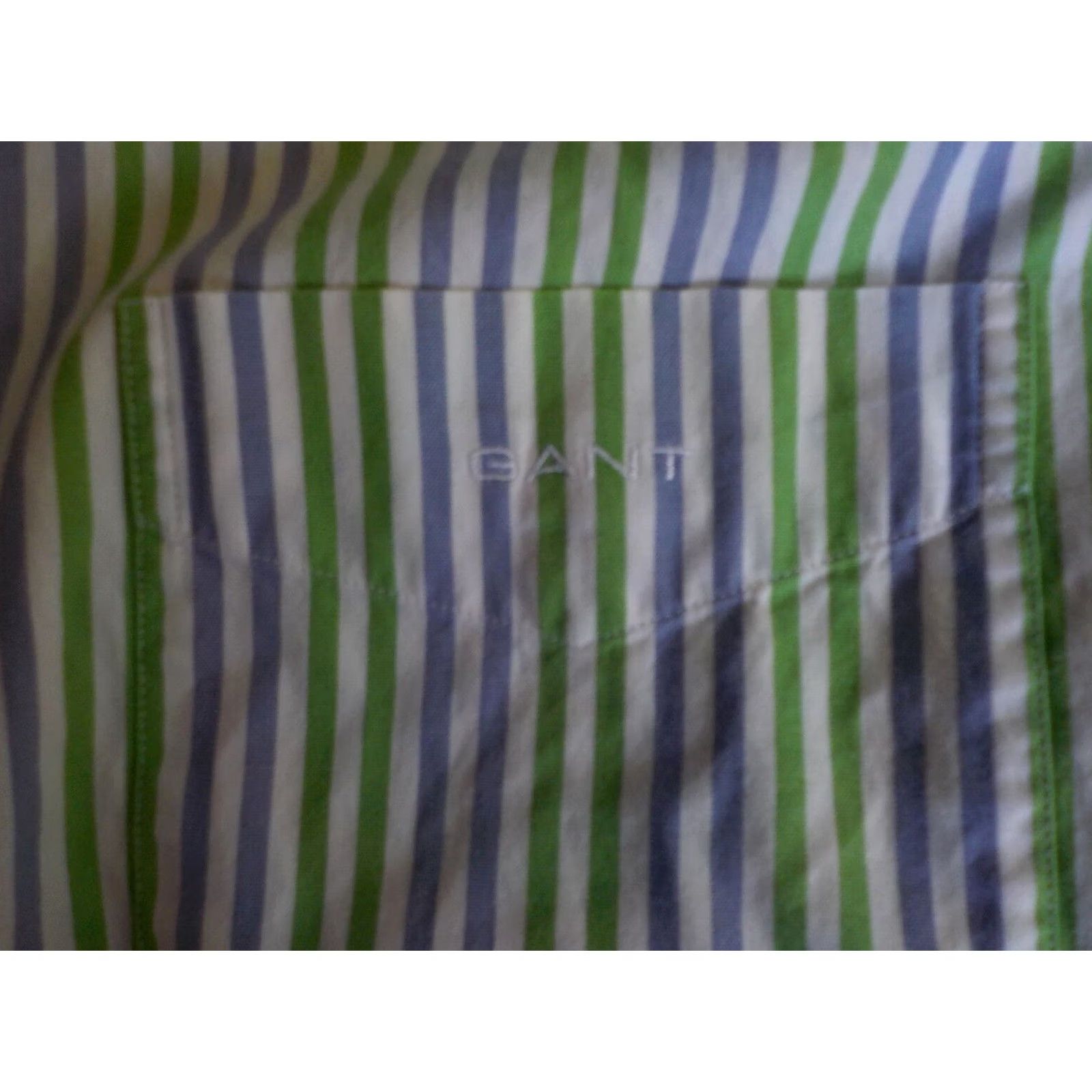 Gant VINTAGE GANT Pinpoint Oxford Button-Down Shirt Green Lilac White Stripe Flip Cuff Regular Adult Large Slim? (No extra words) Size US L / EU 52-54 / 3 - 4 Thumbnail