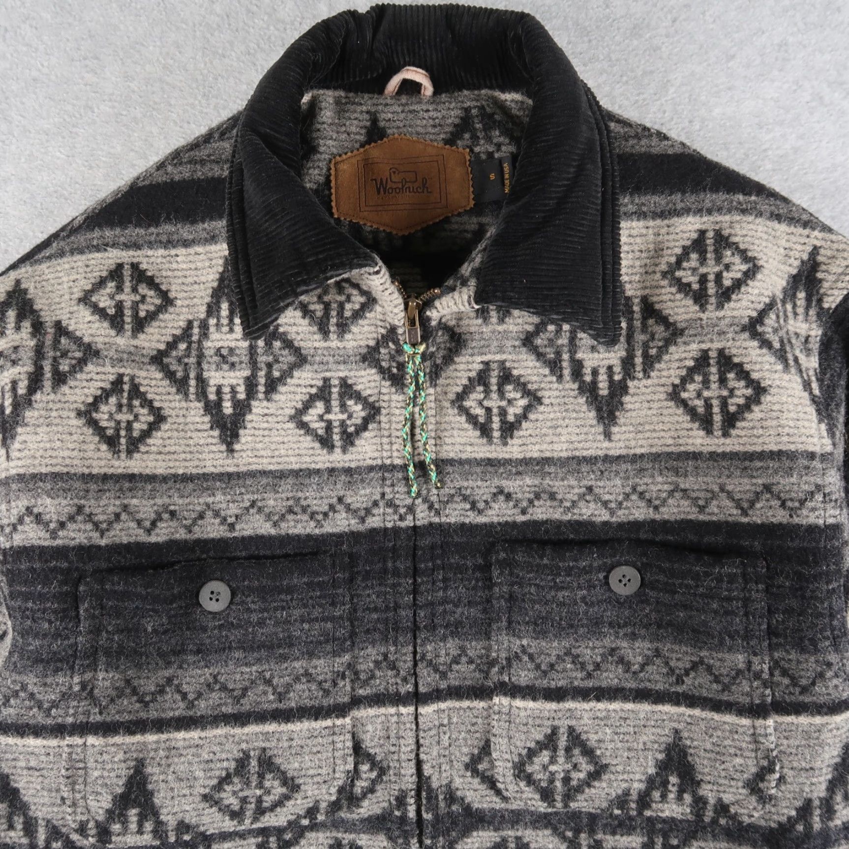 Vintage VINTAGE Woolrich Jacket Wool Aztec Southwestern Grey Men’s S USA Made Jacket Size US S / EU 44-46 / 1 - 3 Thumbnail