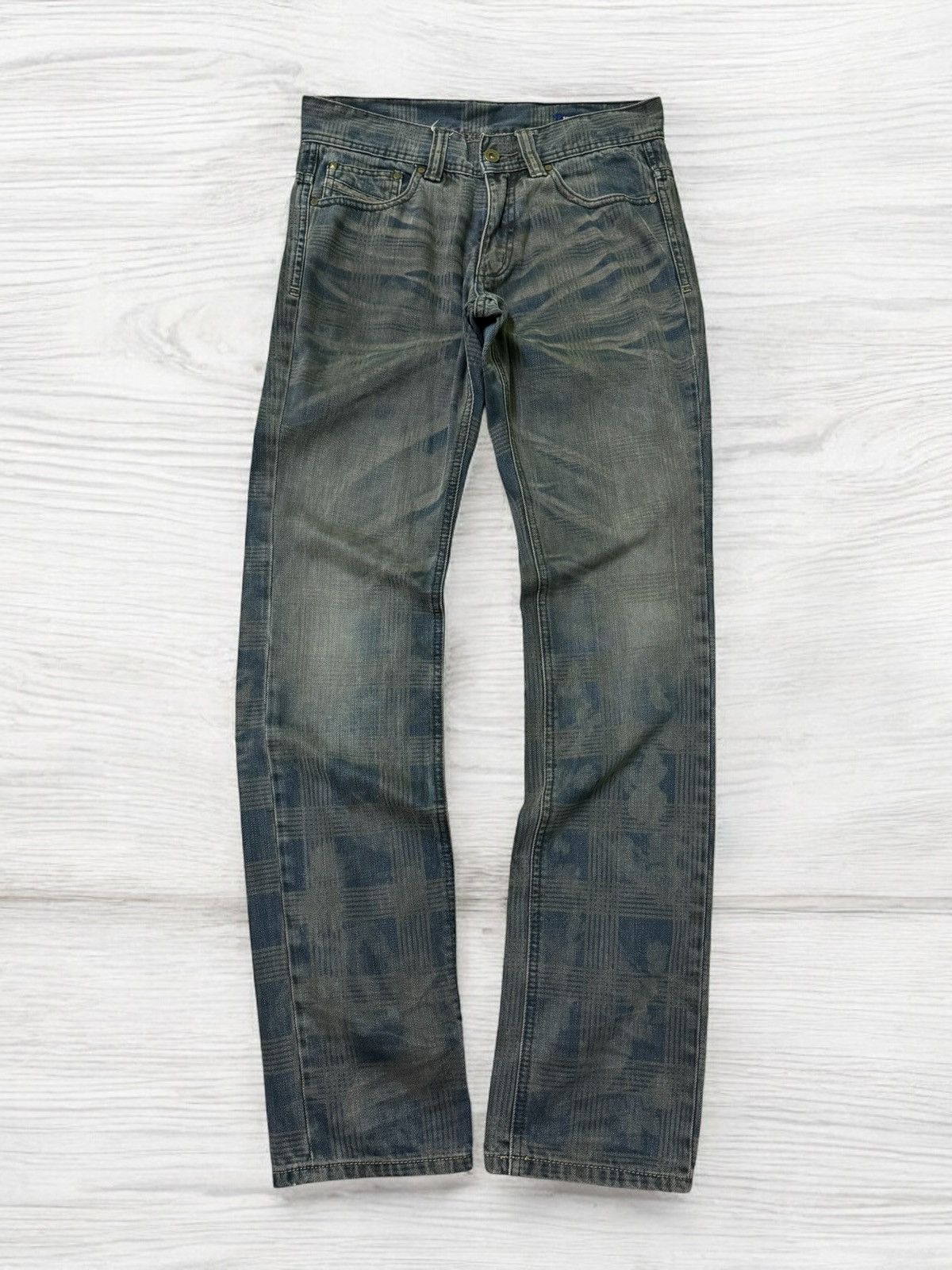 Dirty SEMANTIC DESIGN Tartan Checked Mudd Wash Denim