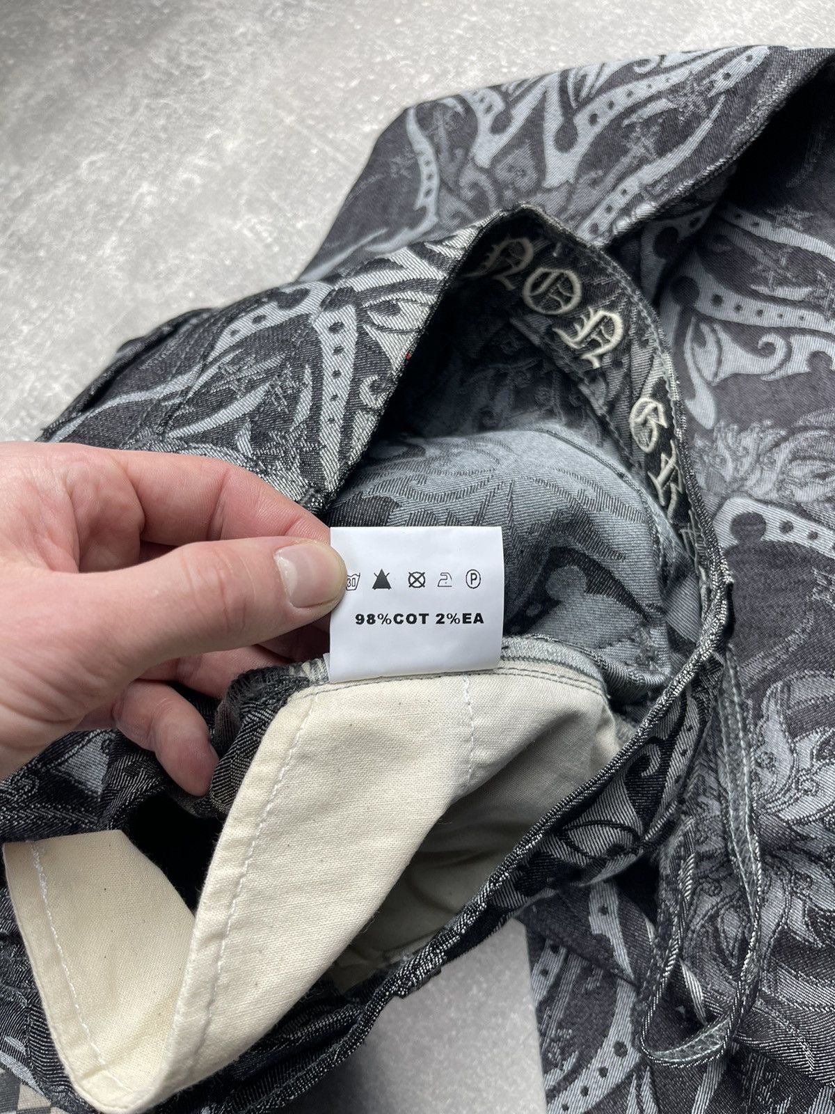 Other Y2K Flared Archive 2000s Black Baroque Pattern Jeans Size 27" / US 4 / IT 40 - 14 Thumbnail