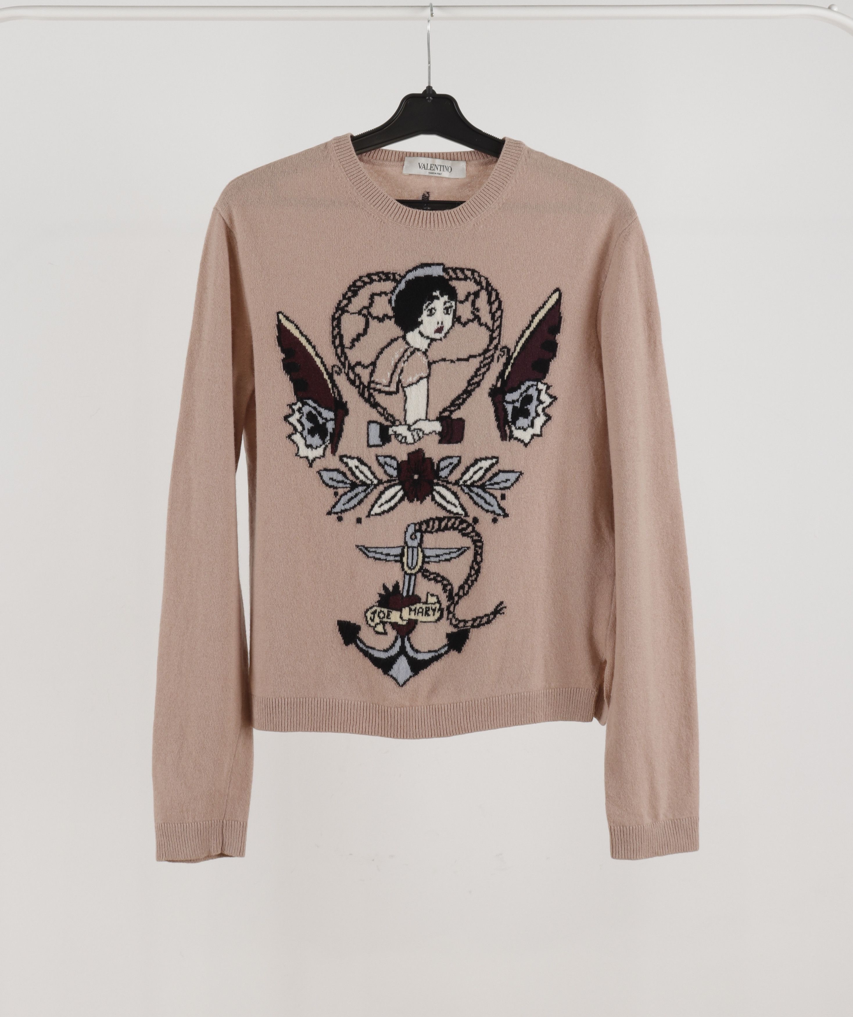 Valentino Beige Powder Wool Cashmere Tattoo Sweater - Main Image