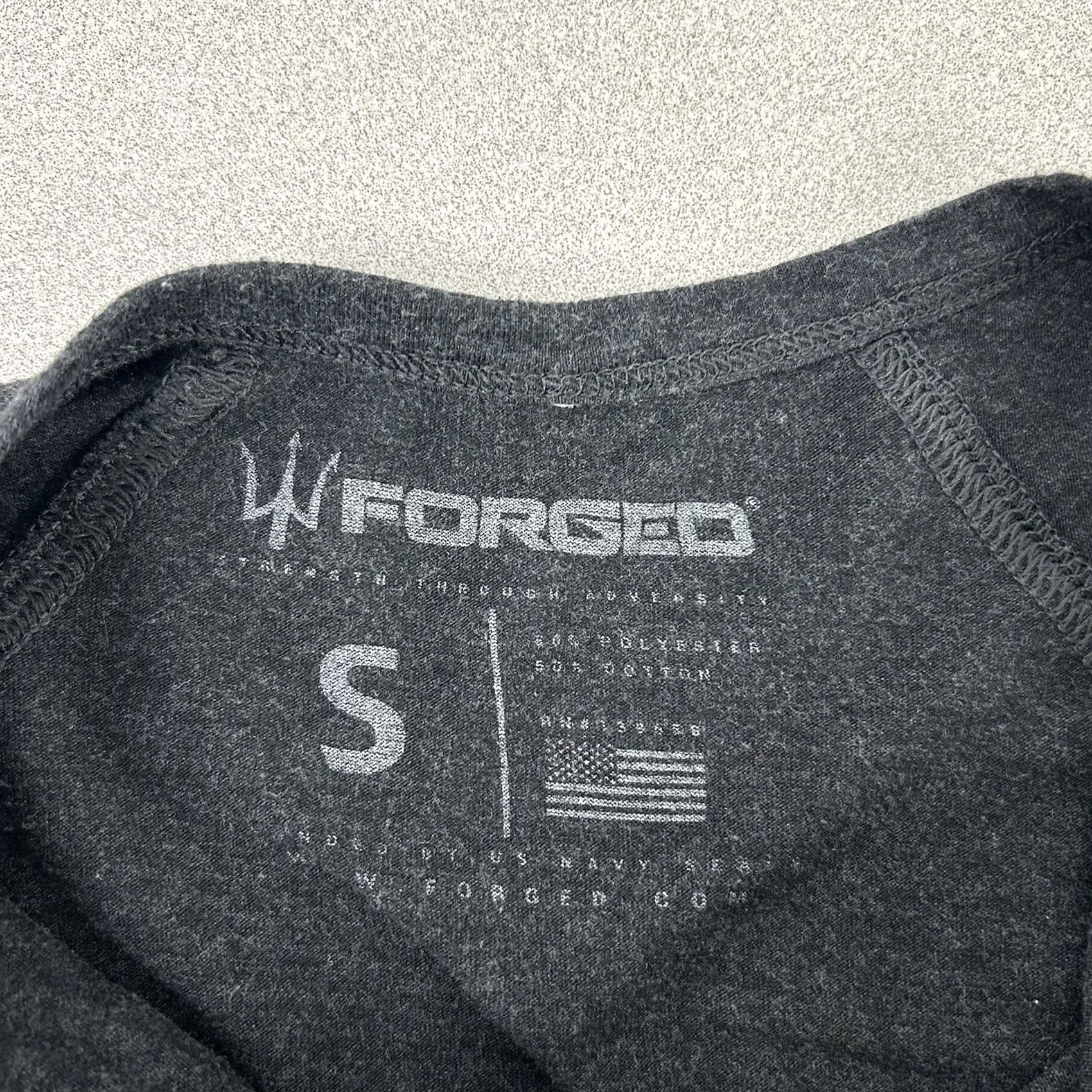 Vintage FORGED Henley T-Shirt USA Made Small Men Regular Short Sleeve Gray Heather Dark Gray Cotton Blend Polyester Button Navy Seals Military USA Mens Shirt Size US S / EU 44-46 / 1 - 3 Thumbnail
