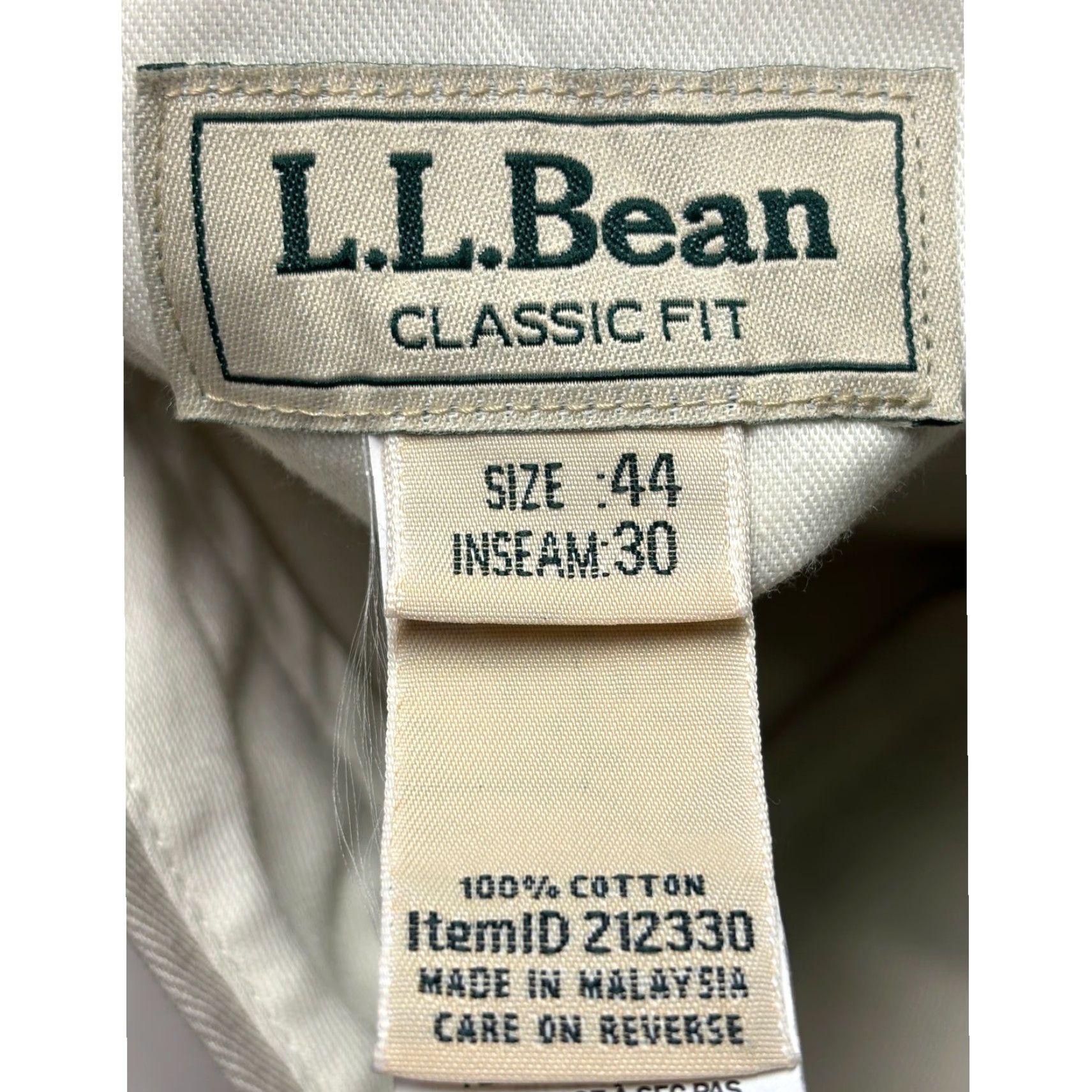 Vintage LL Bean Classic Fit Chino Pants Mens 44x28 Stone Khaki Cotton Twill 212330 Size US 44 / EU 60 - 5 Thumbnail