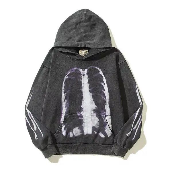 VIBE Vintage Retro Gothic Skeleton Print Skull Hoodie Sweatshirt Size US XL / EU 56 / 4 - 1 Thumbnail