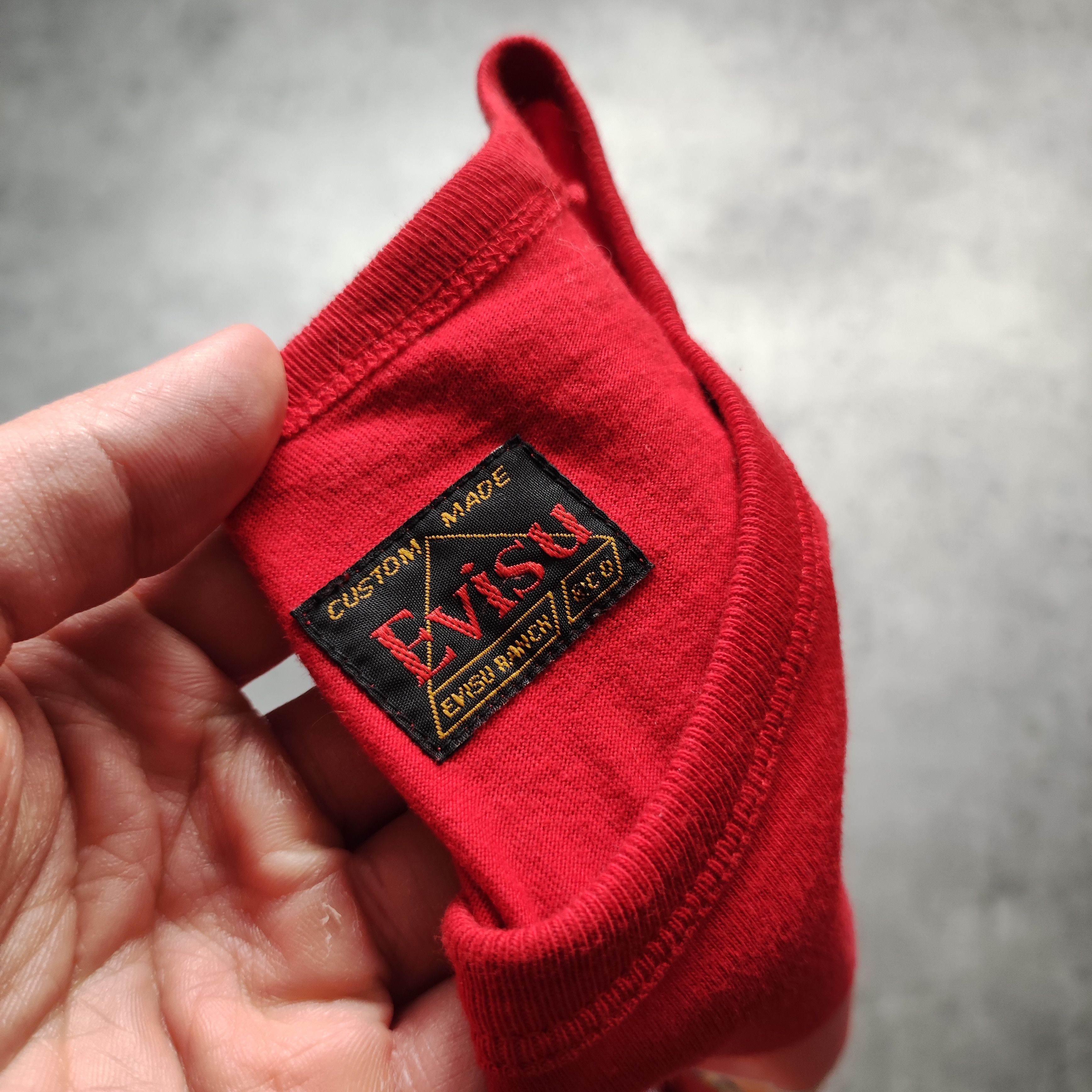 Evisu × Japanese Brand Evisu Japan Big Logo Red Sun Dried Denim Tee Size US L / EU 52-54 / 3 - 7 Thumbnail