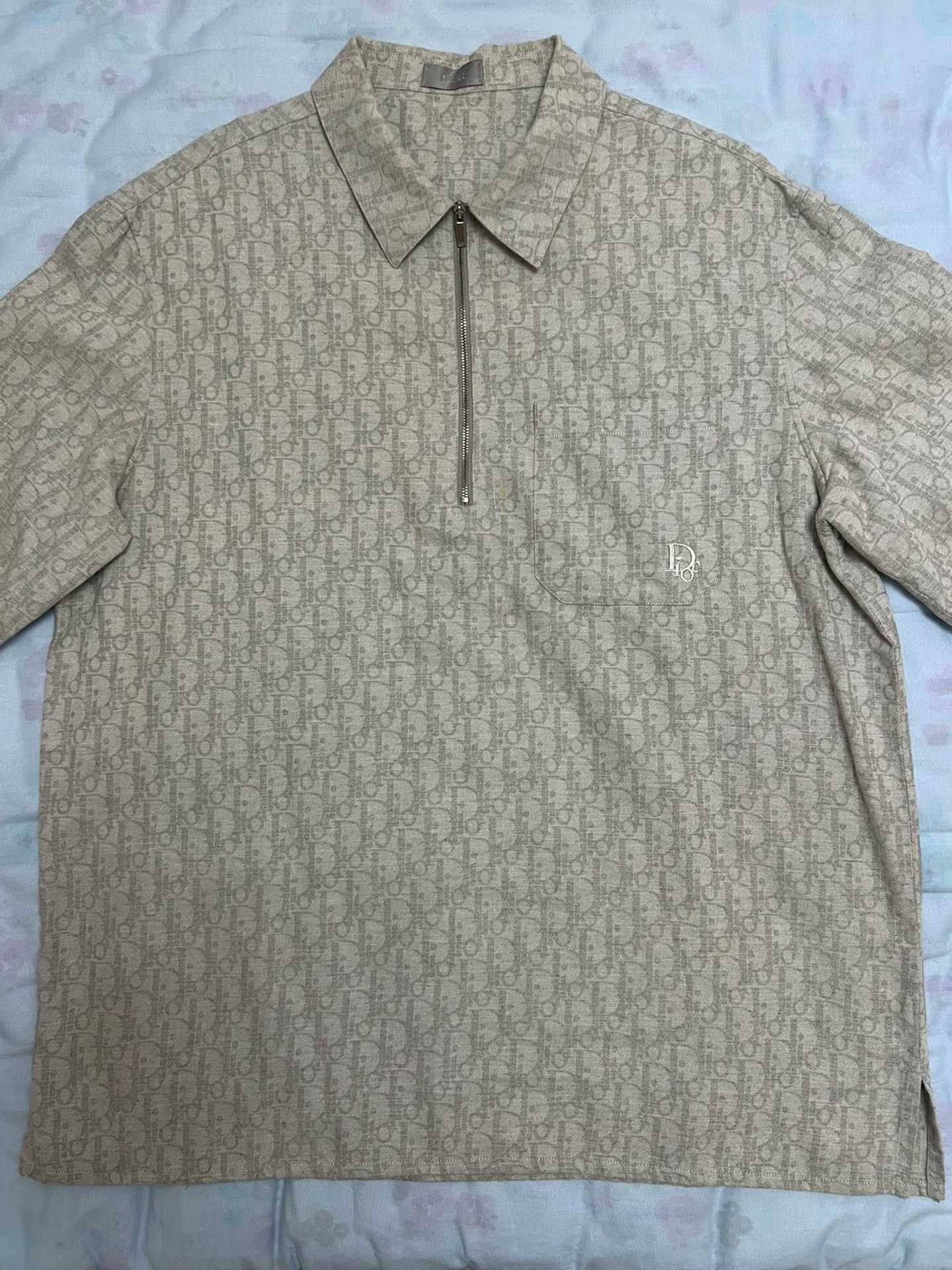 Dior Dior Oblique Half-Zip Oversize Shirt Jacket Gray 41 Size US L / EU 52-54 / 3 - 1 Thumbnail