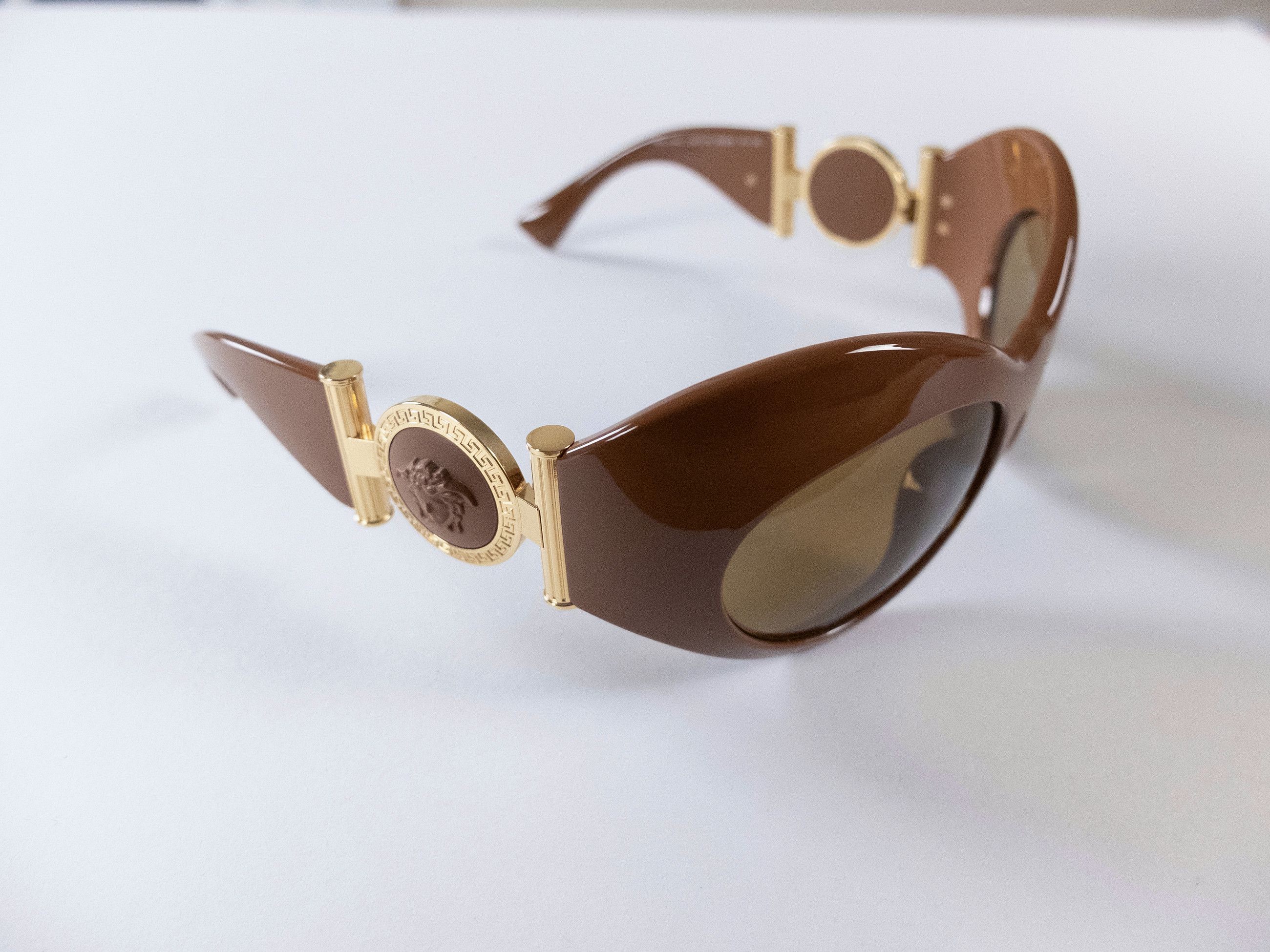 Versace VERSACE Medusa brown shield frame acetate sunglasses Size ONE SIZE - 1 Thumbnail