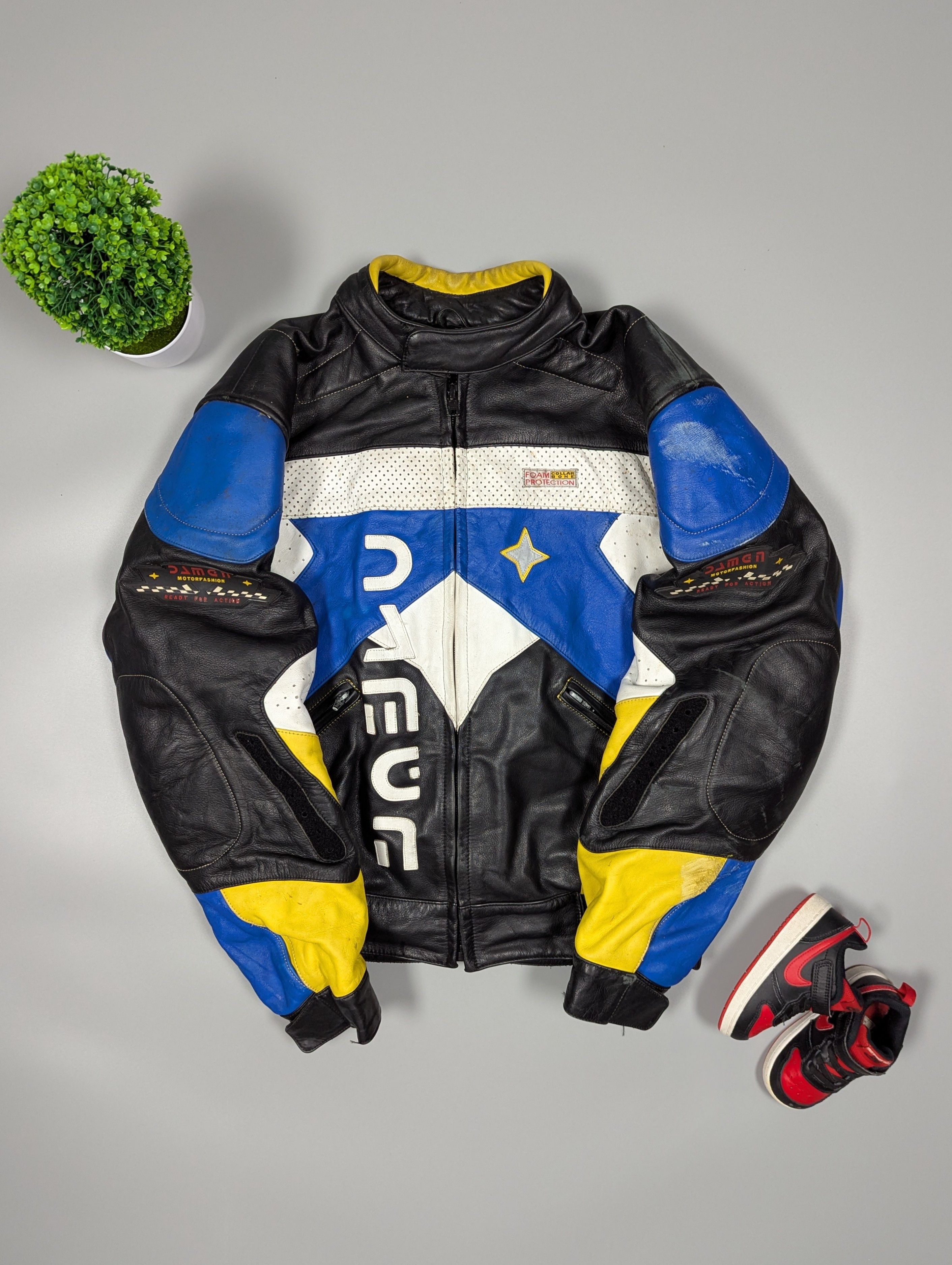 Japanese Brand DAMEN Men's VTG Leather Motorcycle Heavy Jacket Size L/XL Size US XL / EU 56 / 4 - 1 Thumbnail