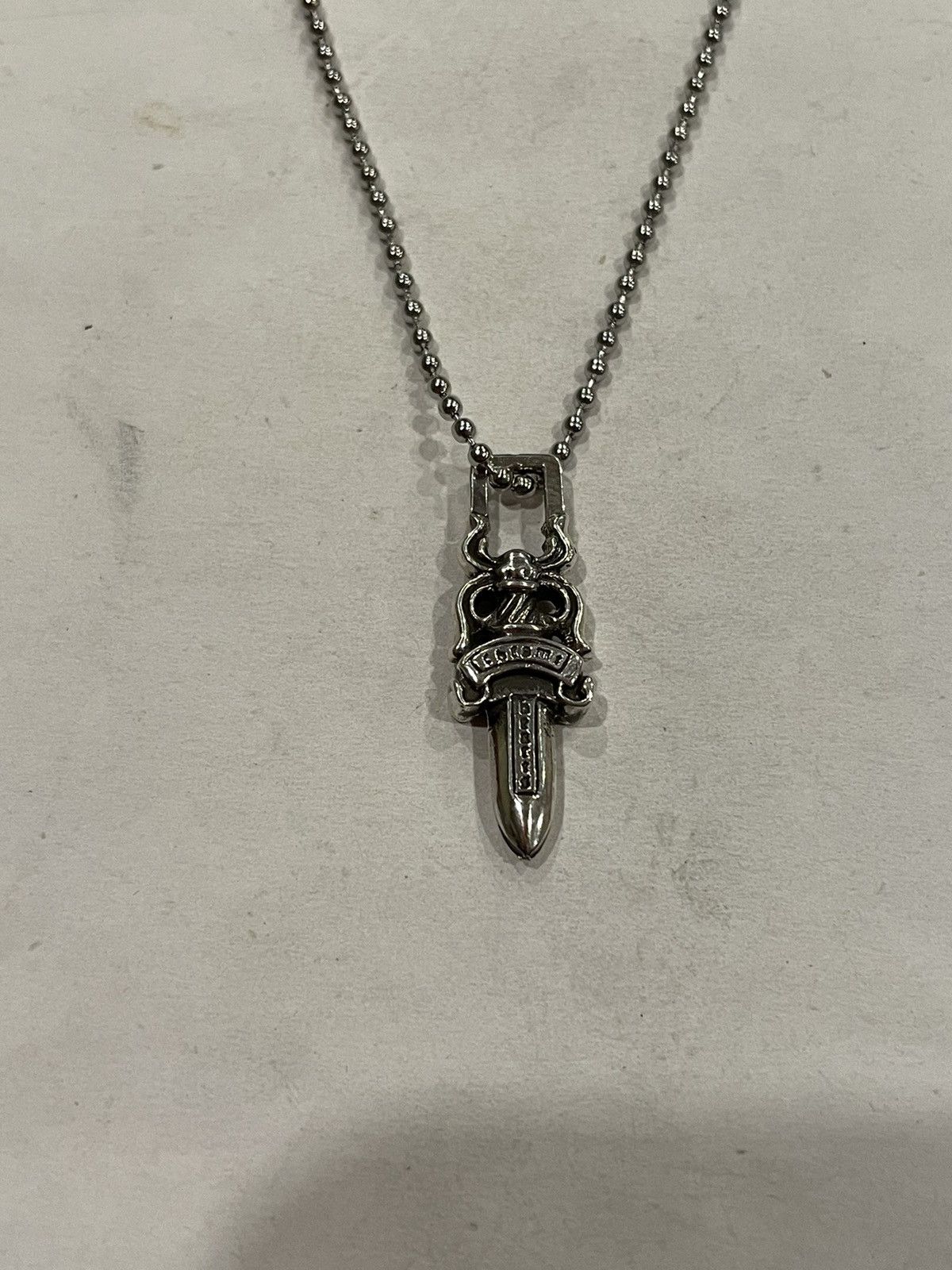 Chrome Hearts Chrome Hearts Dagger Pendant Silver Ball Chain Necklace ...