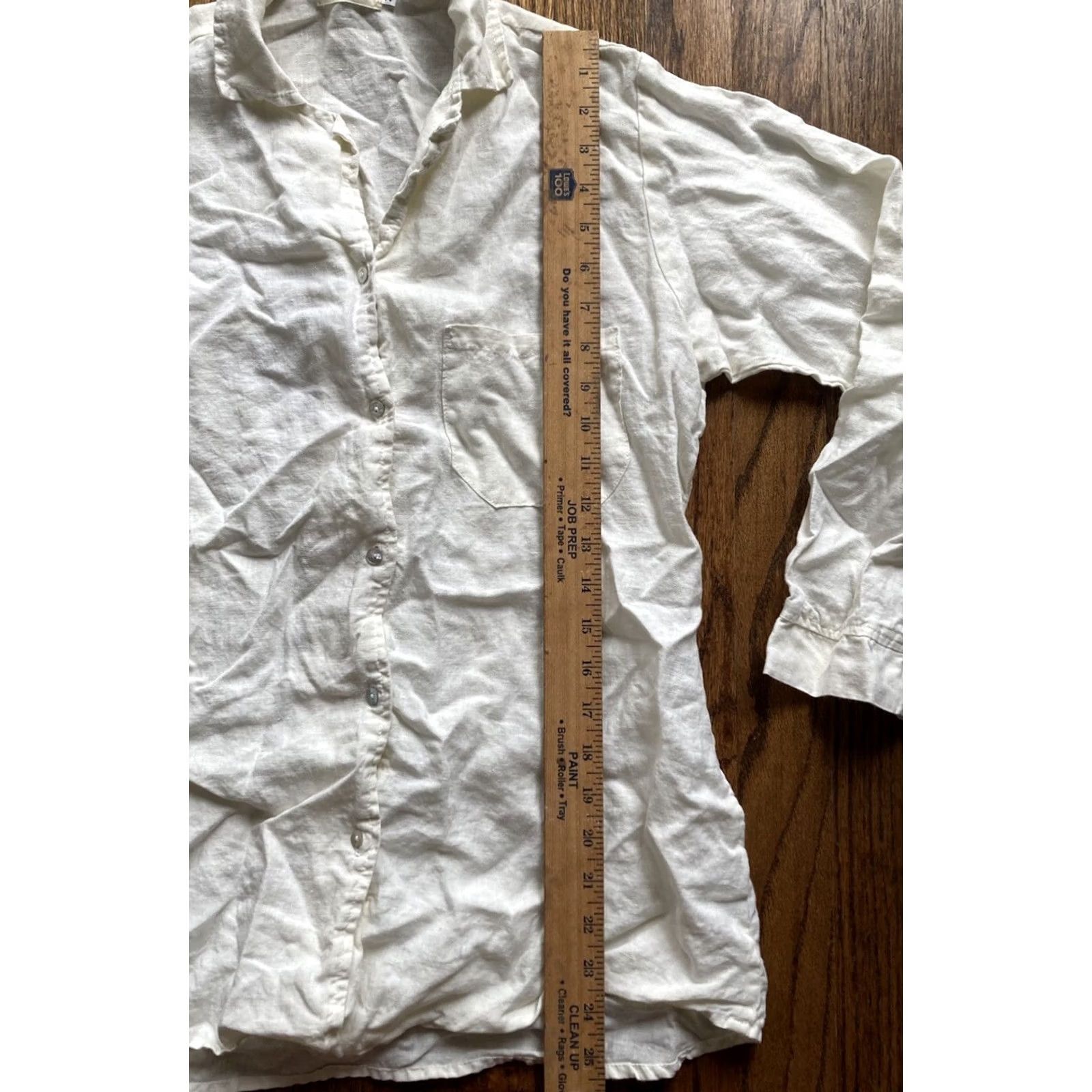 Bell Bella Notte Tunic Shirt XS Womens Ivory Button-Up 100% Linen USA Made Quiet Luxury Size XS / US 0-2 / IT 36-38 - 7 Thumbnail