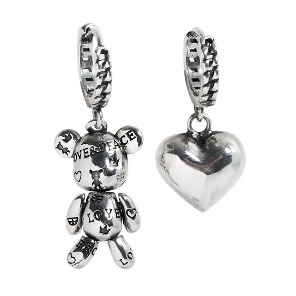 Other Little Bear Love Heart Asymmetric Hoop Earrings Size ONE SIZE - 2 Thumbnail