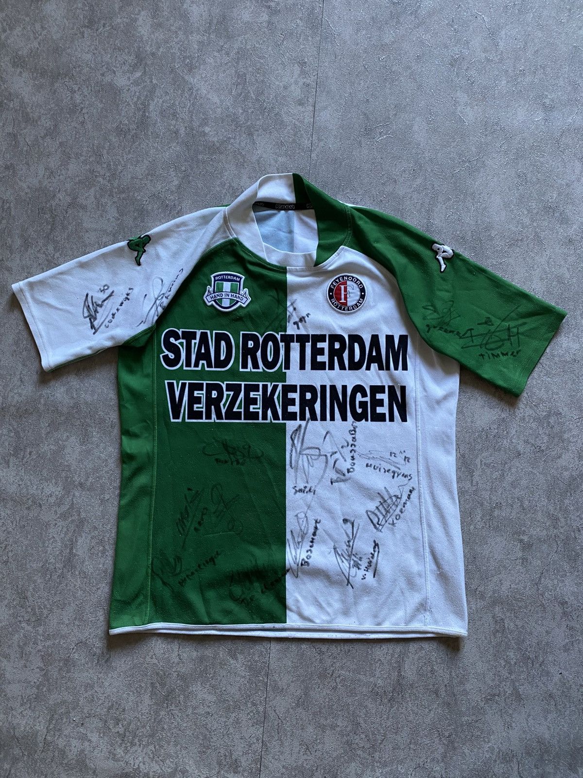 Vintage AUTOGRAPHED 2003/04 Feyenoord Rotterdam Away Jersey Kappa Size US S / EU 44-46 / 1 - 2 Thumbnail