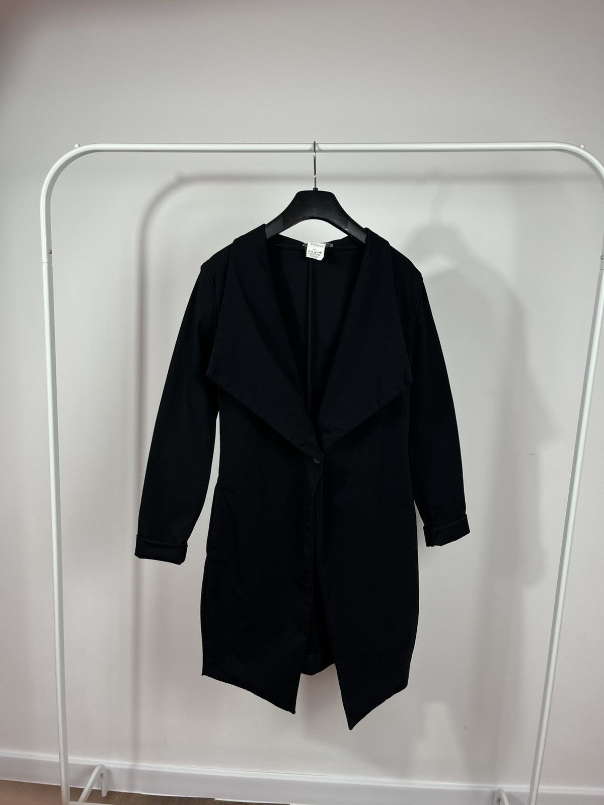 Sarah Pacini Sarah Pacini Black Nylon Long Jacket Cardigan Coat Italy Size XS / US 0-2 / IT 36-38 - 1 Thumbnail