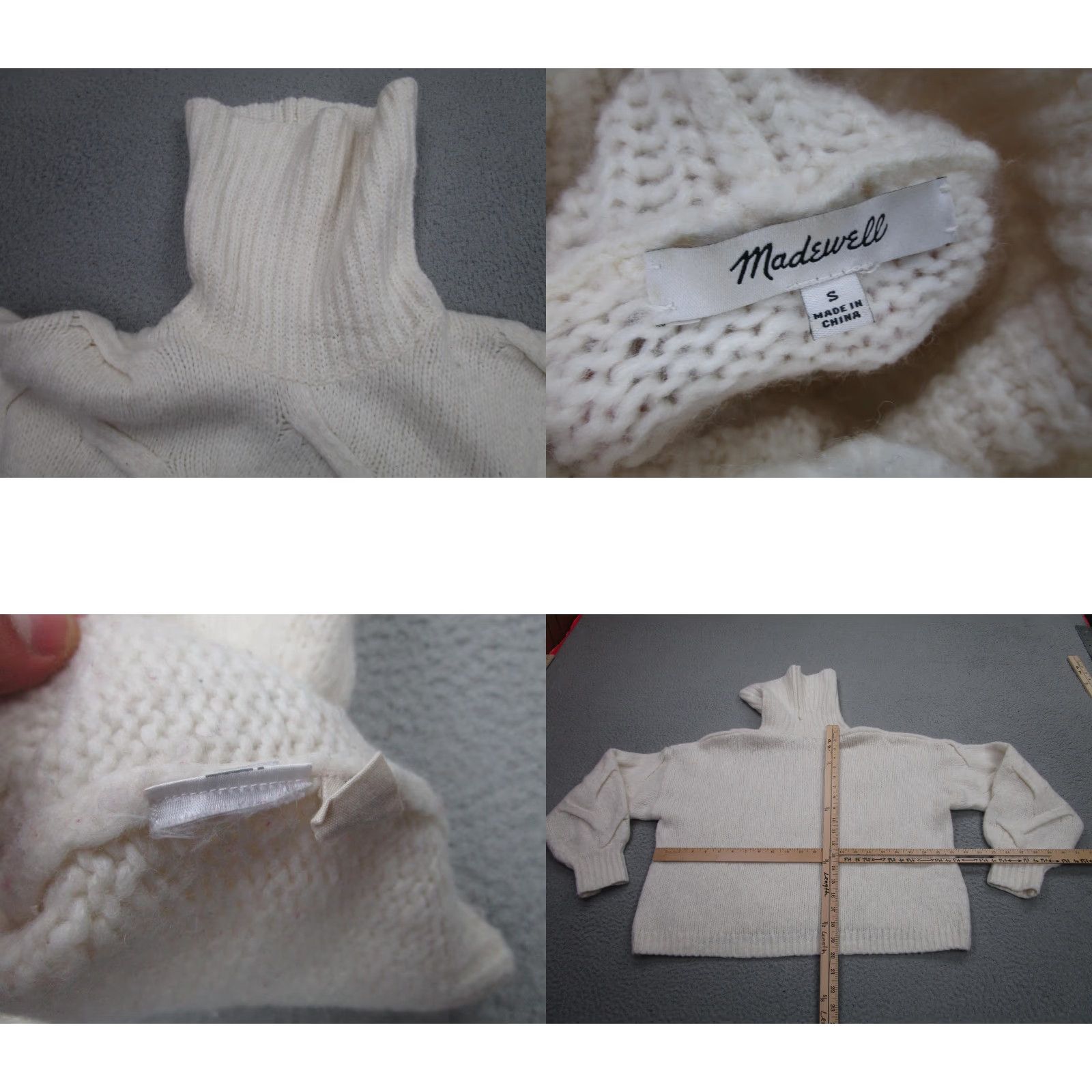 Madewell Madewell Sweater Womens Small White Turtleneck Chunky Cable Knit Pullover Size S / US 4 / IT 40 - 8 Thumbnail