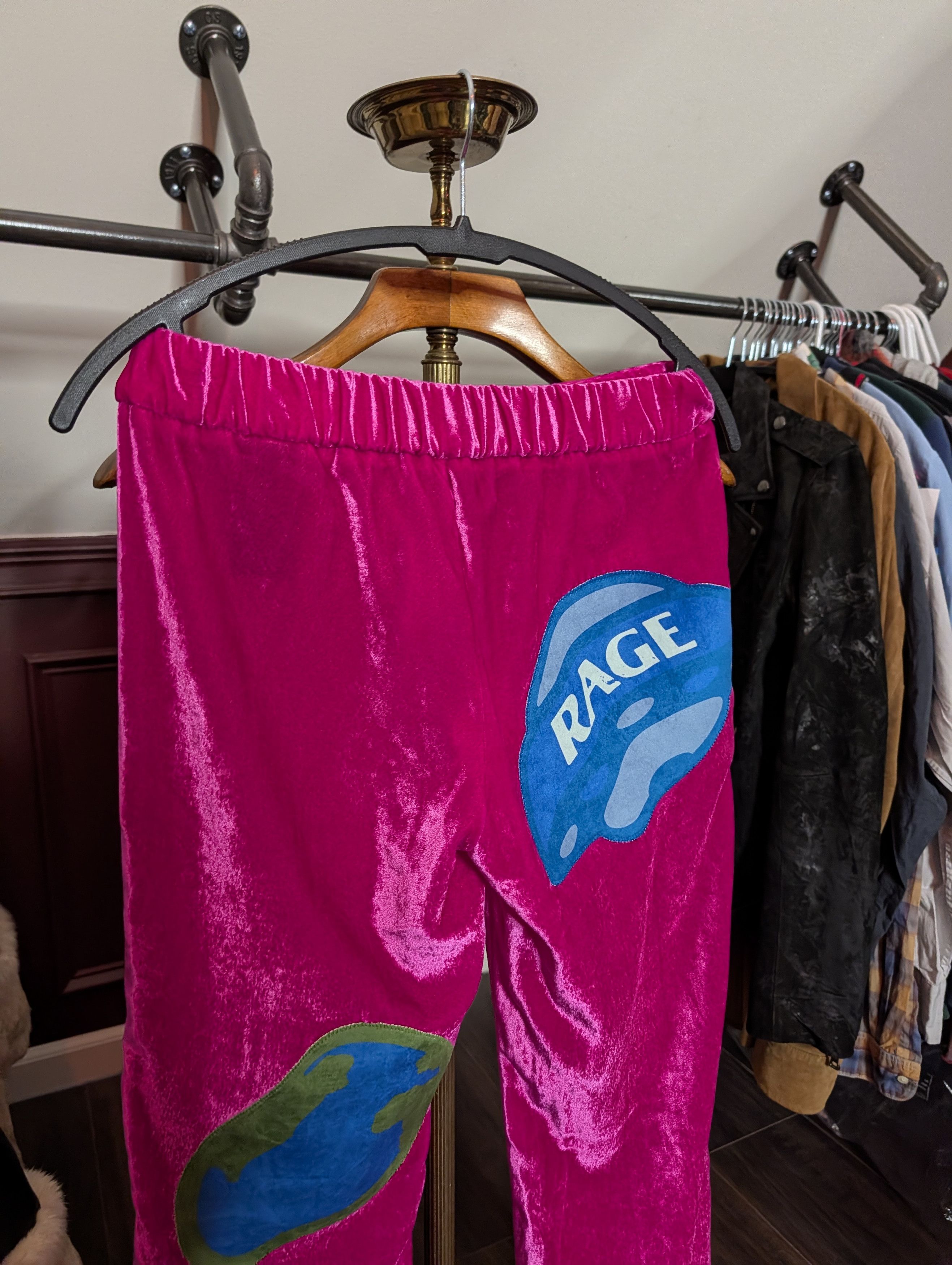 Cout de la Liberte MEMBERS OF THE RAGE Velvet Fuscia Flared Patch Pants Size US 30 / EU 46 - 9 Thumbnail