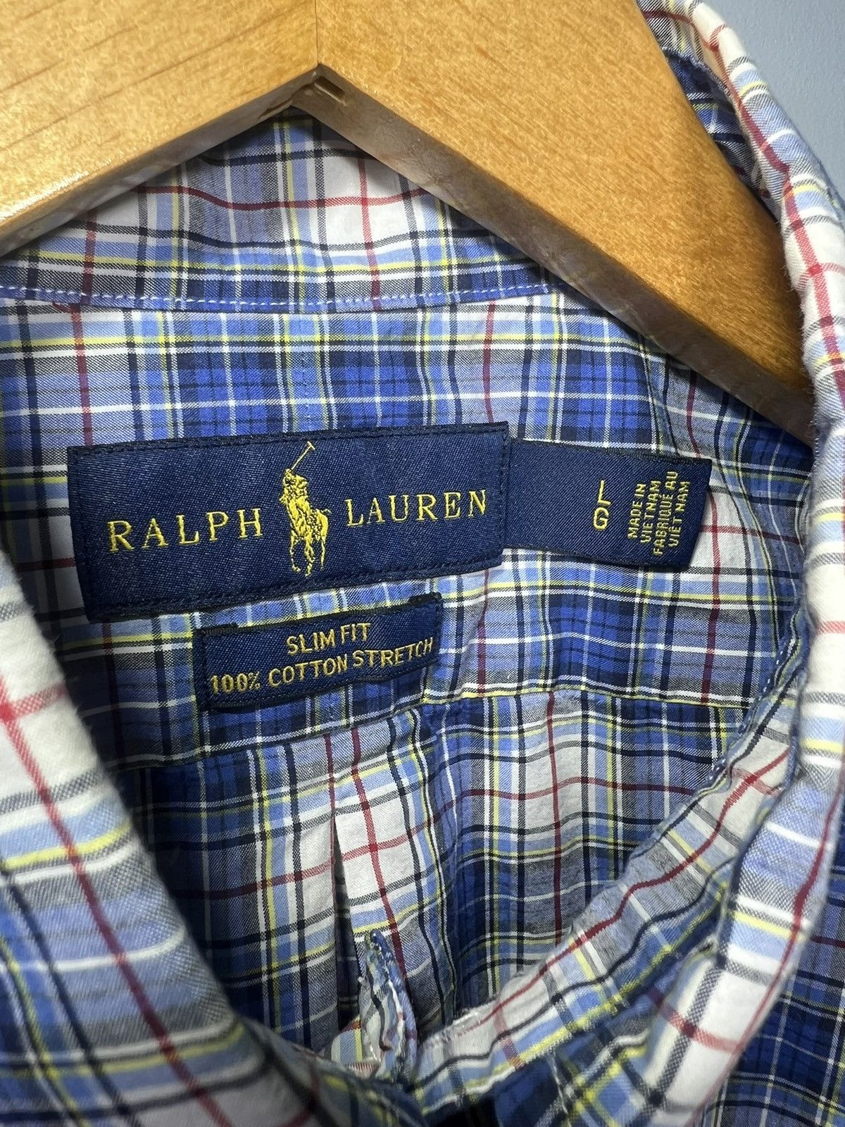 Polo Ralph Lauren Polo Ralph Lauren Men's L Slim Fit Stretch Blue Red Gingham Size US L / EU 52-54 / 3 - 3 Thumbnail