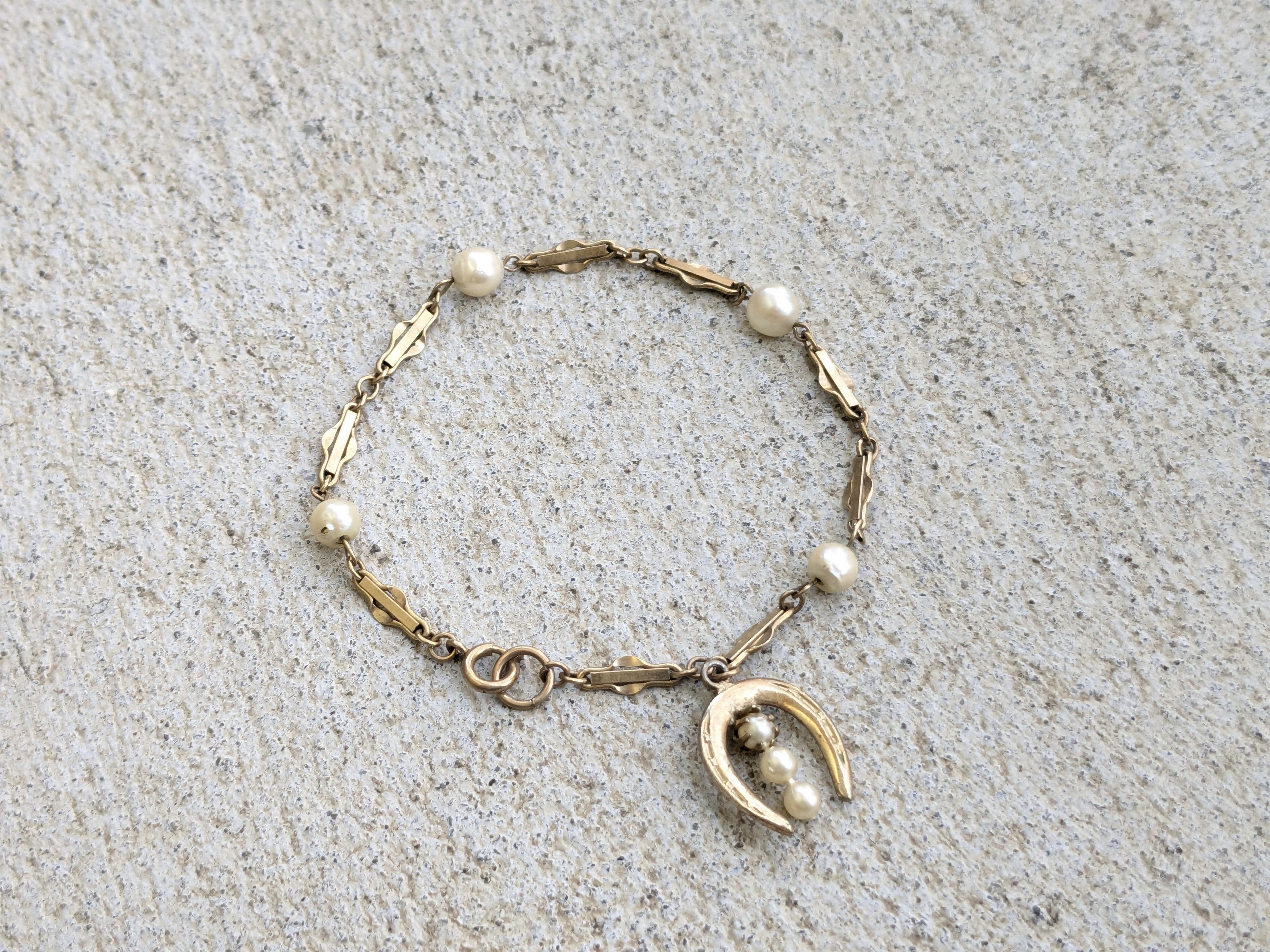 Vintage Gold Bracelet Pearl Bracelet 1/20 12k GF 7.5