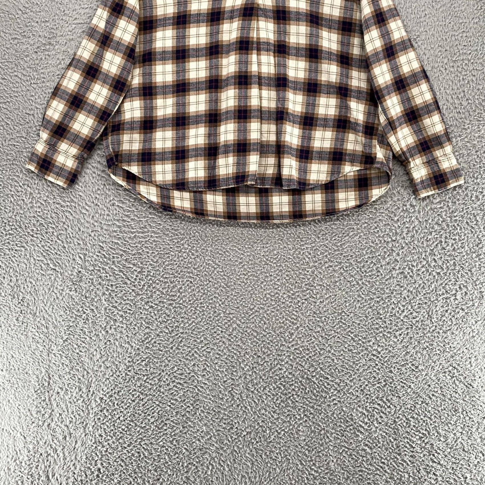 Uniqlo VINTAGE Uniqlo Popover Top Brown Plaid Cropped Cotton Womens Medium Shirt Size M / US 6-8 / IT 42-44 - 3 Thumbnail