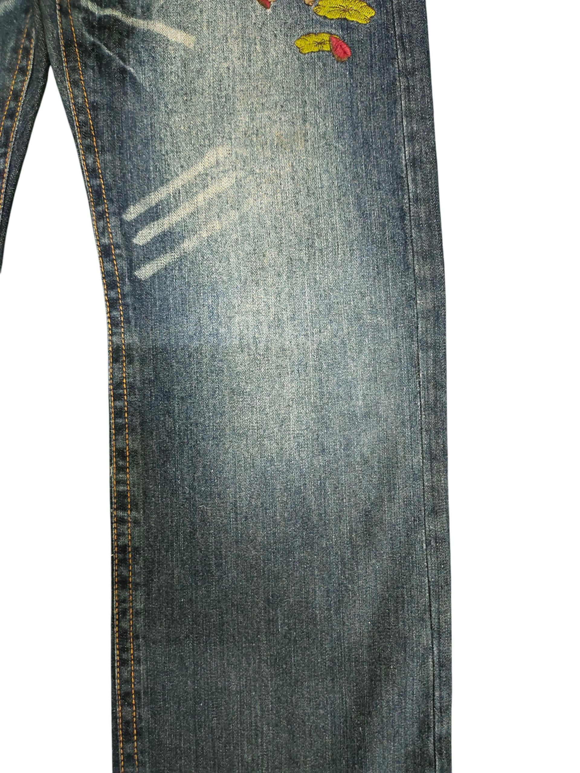 Karakuri Tamashii Vintage Seku Sukajan Koi Embroidered Denim Jeans Karakuri Size US 35 - 3 Thumbnail