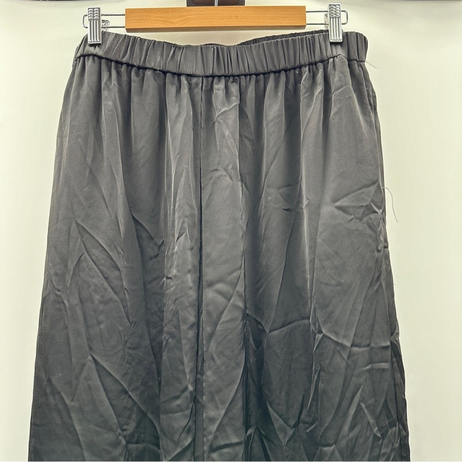 Rosetta Getty RTR Rosetta Getty Black Satin Crossover Wide Leg Pants Sz 16 Size 32" / US 10 / IT 46 - 2 Thumbnail