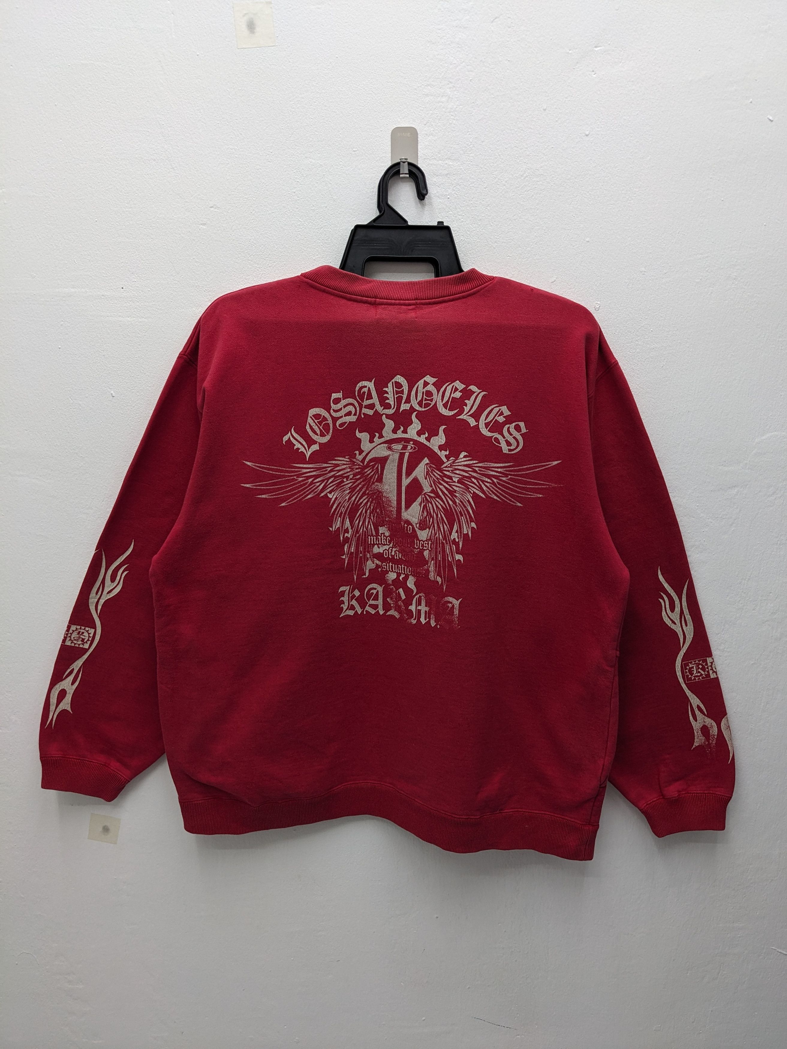 Japanese Brand Vintage 90s Karma Los Angeles Gothic Graphic Sweatshirt Size US L / EU 52-54 / 3 - 3 Thumbnail