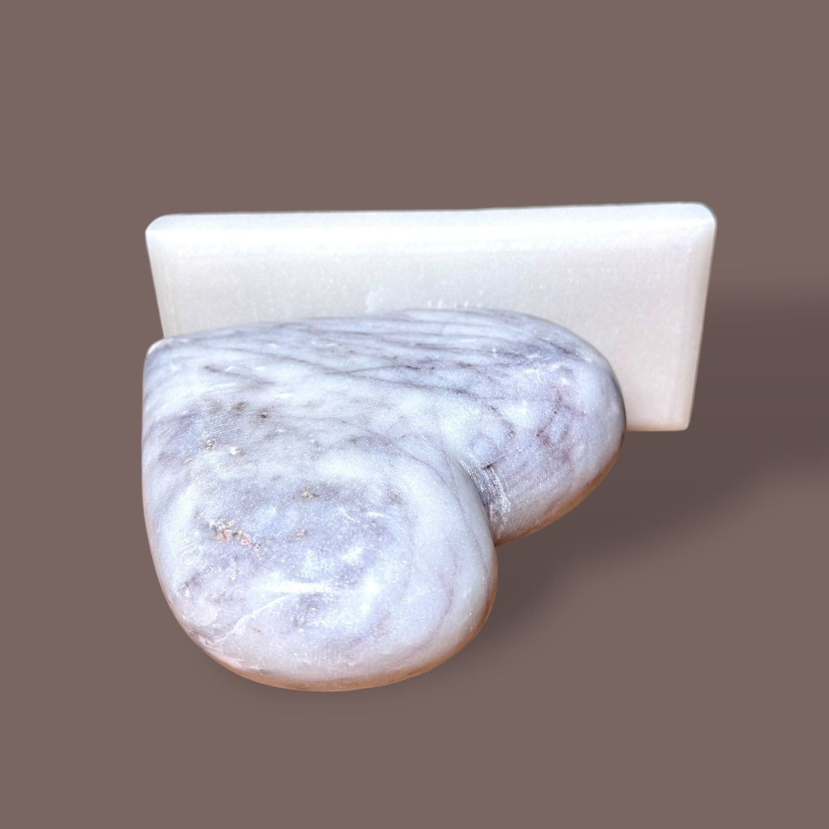 Handmade Polished Carved Light Color Marble Heart on Base Sculpture Size ONE SIZE - 9 Thumbnail