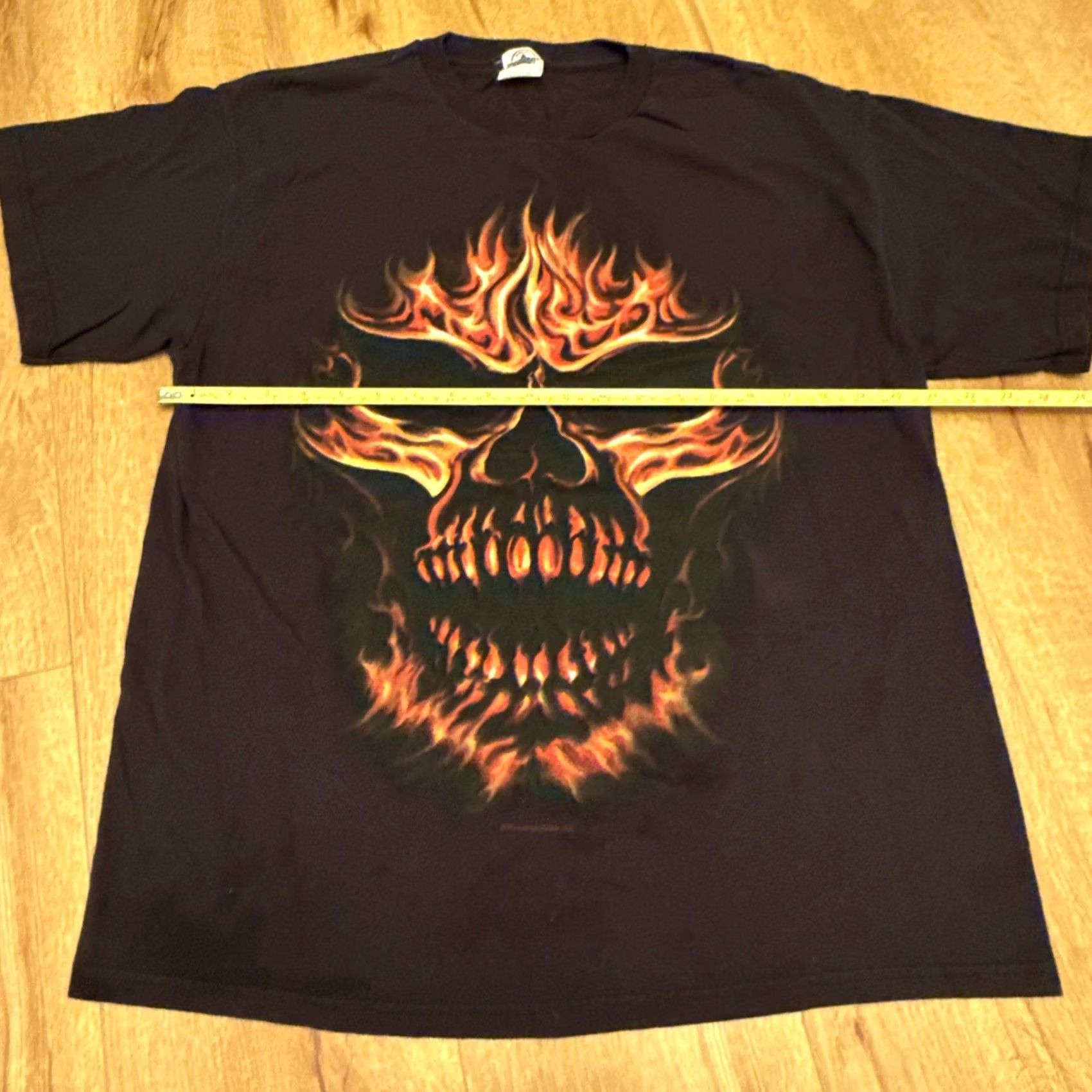 Vintage VINTAGE Thunder Sports Wear inc Flaming skull T-shirt L Black 1995-2000 Delta Pro Weight Size US L / EU 52-54 / 3 - 5 Thumbnail
