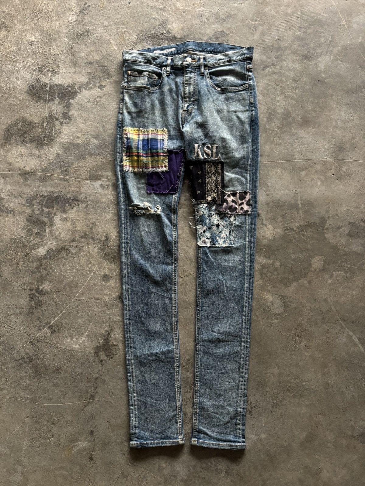 Japanese Brand KEEP SHOW LEGIT skinny slim japanese patchwork KAPITAL style Size US 31 - 1 Thumbnail