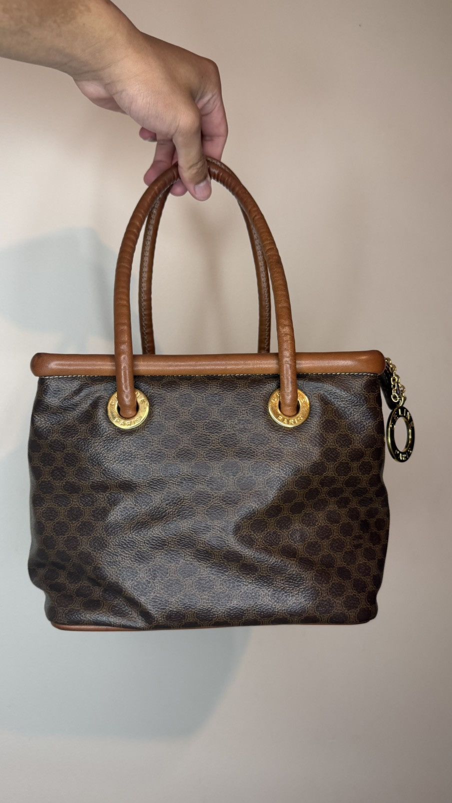Celine Céline Celine Macadam Handbag Macadam with leather Brown Size ONE SIZE - 1 Thumbnail