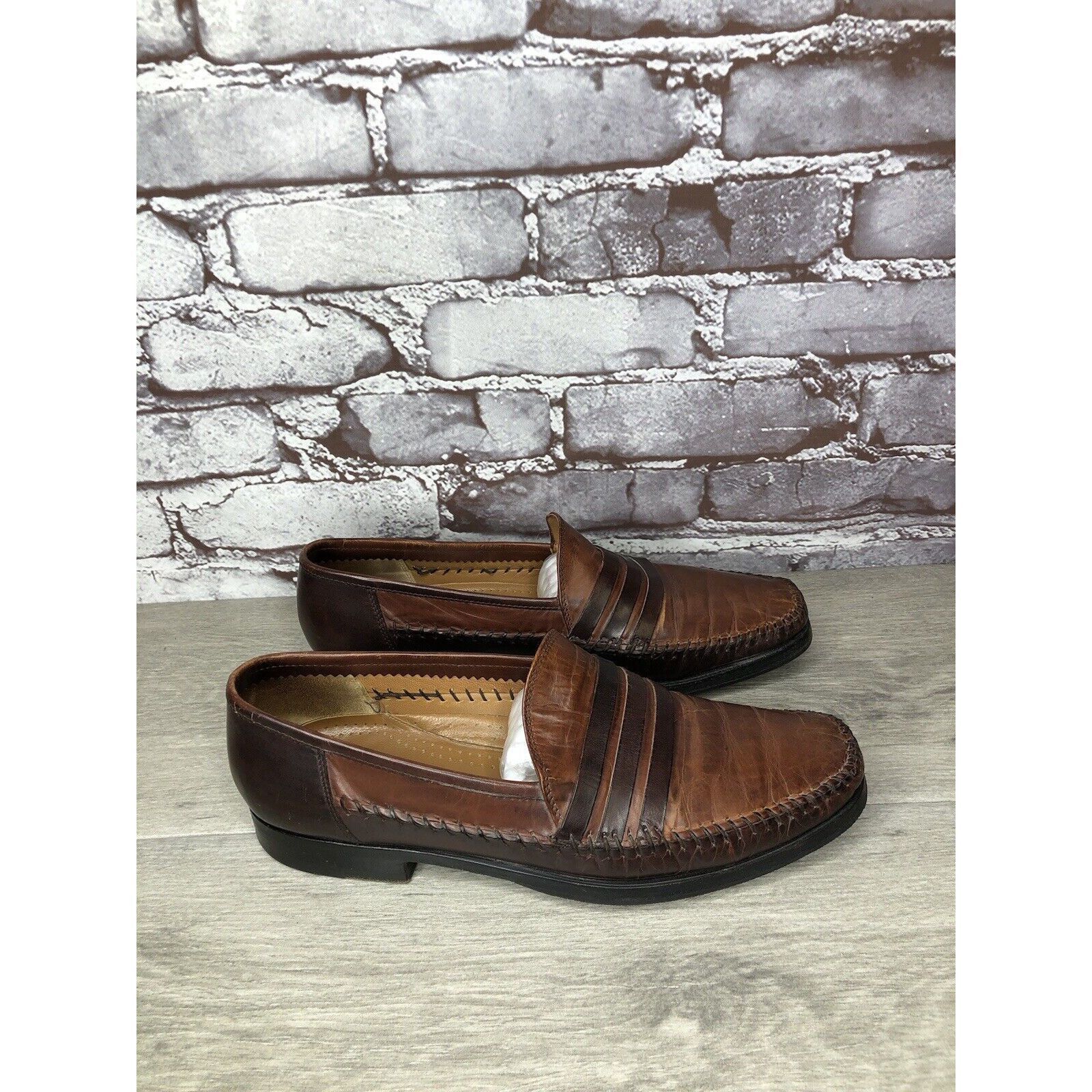 Other LORENZO BANFI Milano Brown Leather Slip On Loafers Dress Sho Size US 8 / EU 41 - 17 Thumbnail