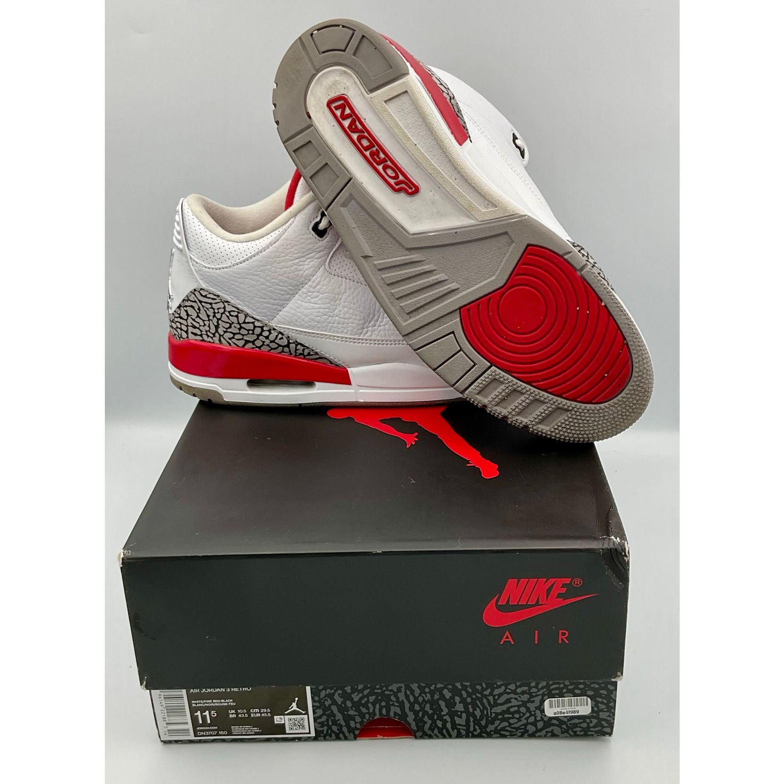 Nike Air Jordan 3 Retro Fire Red DN807-160 M11.5 Preowned Size US 11.5 / EU 44-45 - 10 Thumbnail