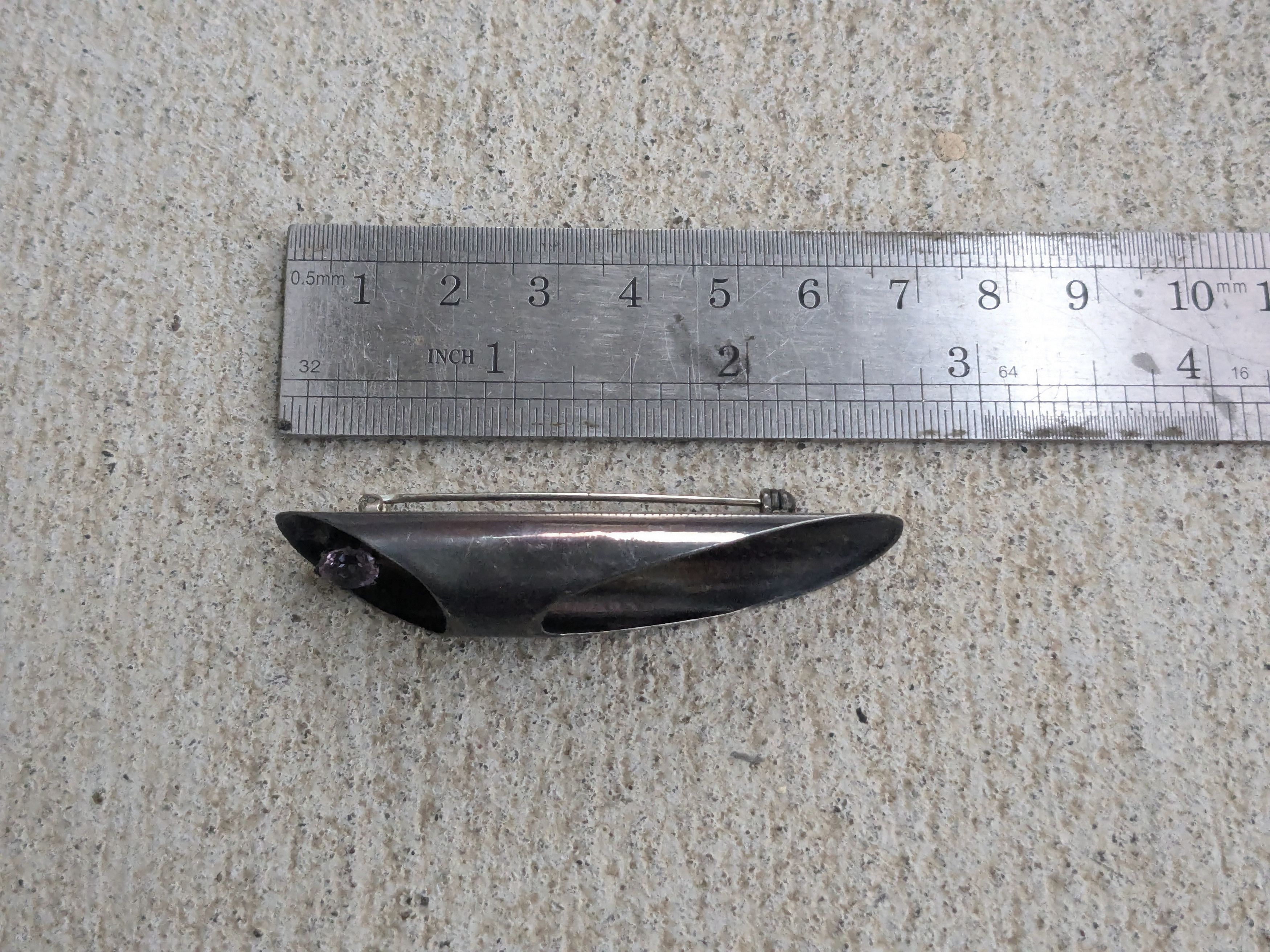 Jewelry × Vintage Vintage Sterling Silver Pin Purple Modern Abstract MCM Size ONE SIZE - 10 Thumbnail