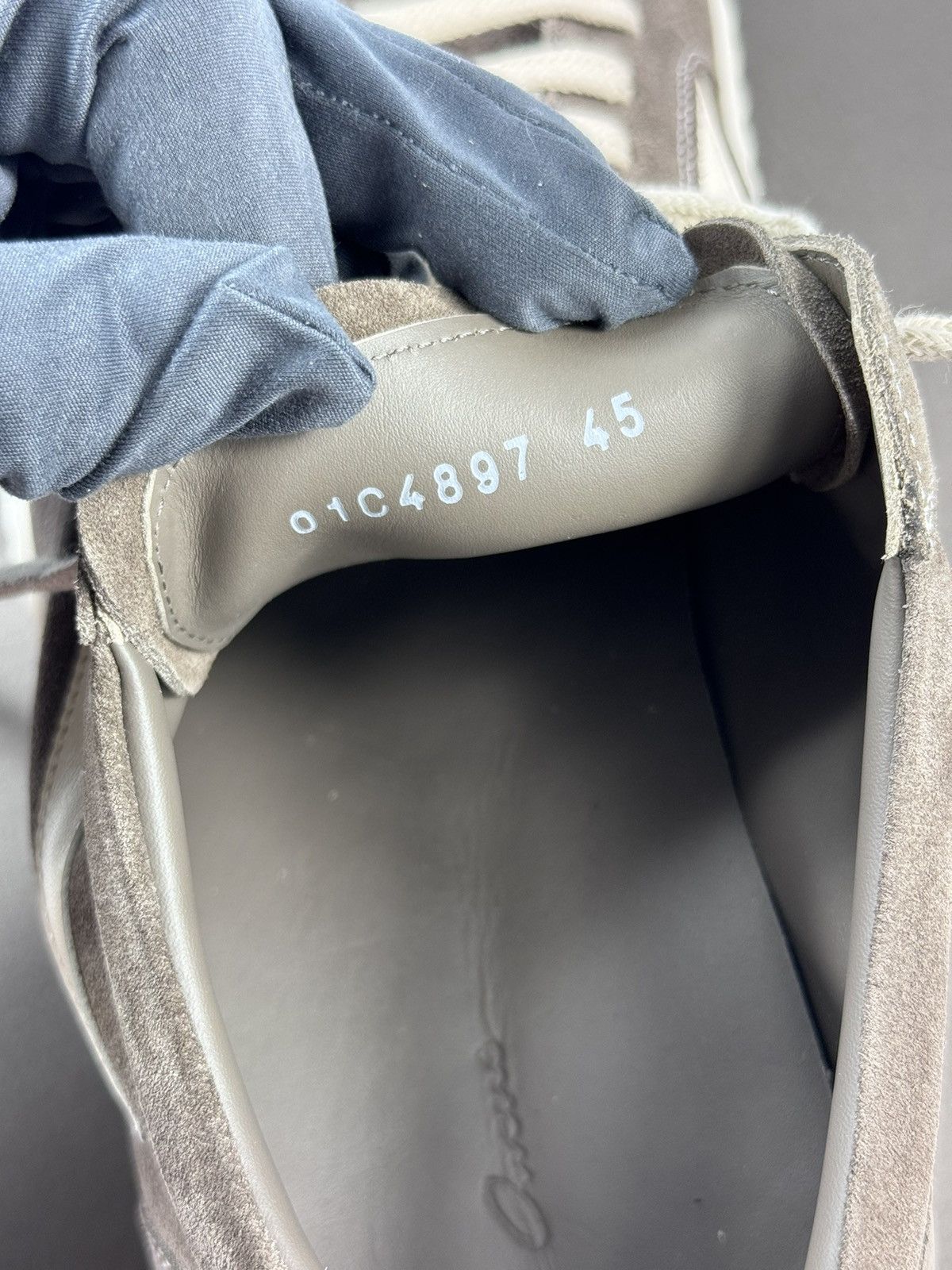 Rick Owens DUST MILK SUEDE VINTAGE SNEAKERS Size US 12 / EU 45 - 7 Thumbnail