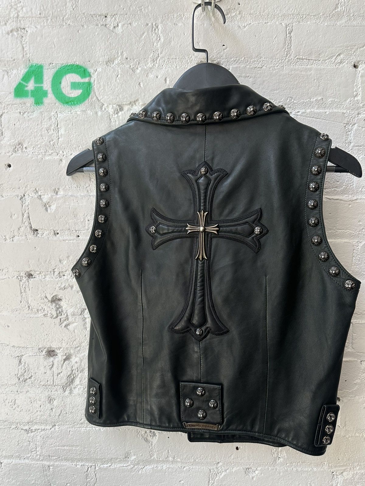 Chrome Hearts Chrome Hearts CROSS PATCH SILVER STUD leather vest jacket Size US M / EU 48-50 / 2 - 3 Thumbnail