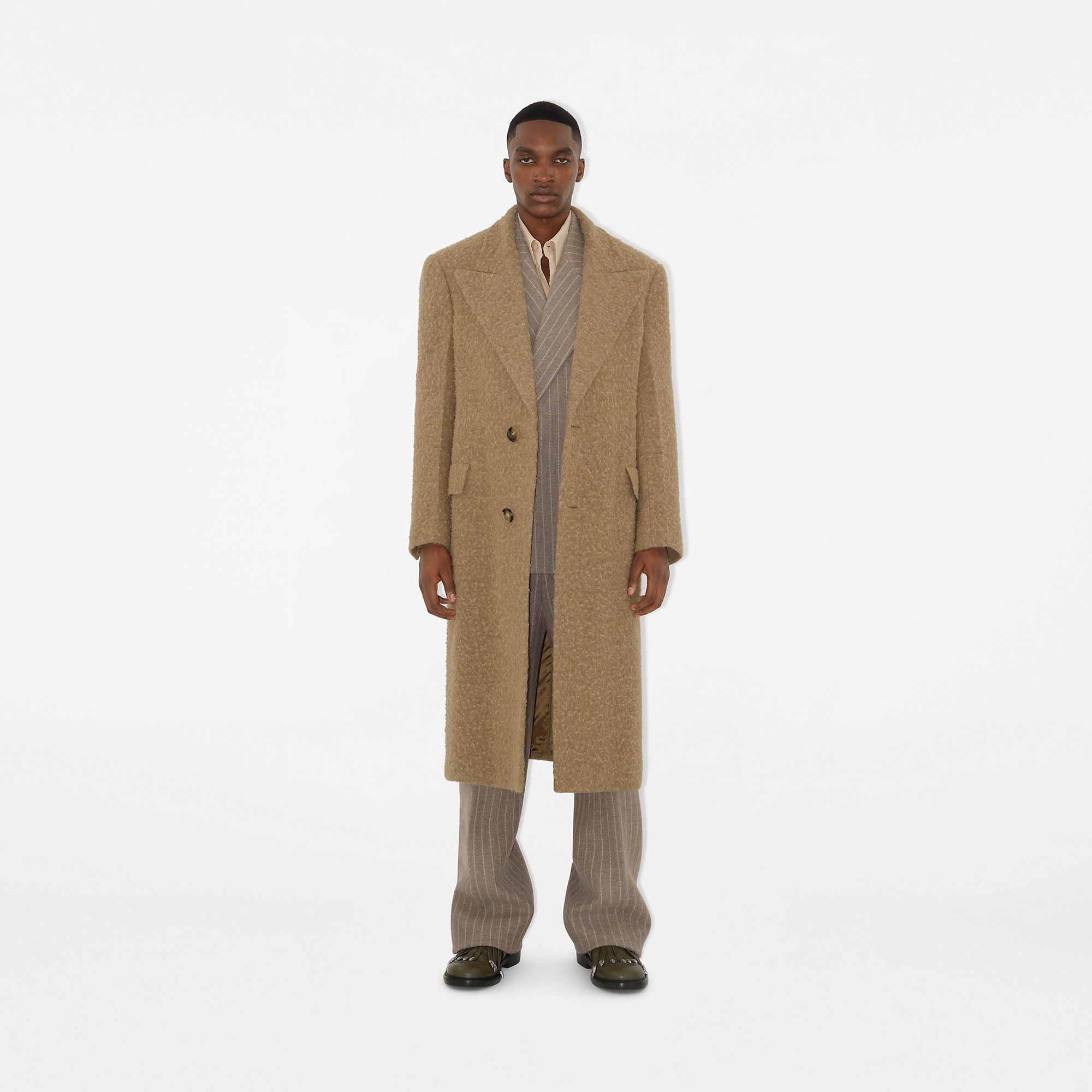 Burberry o1w1db10326 Linen Wool Blend Tailored Coat in Clay Size US M / EU 48-50 / 2 - 2 Thumbnail