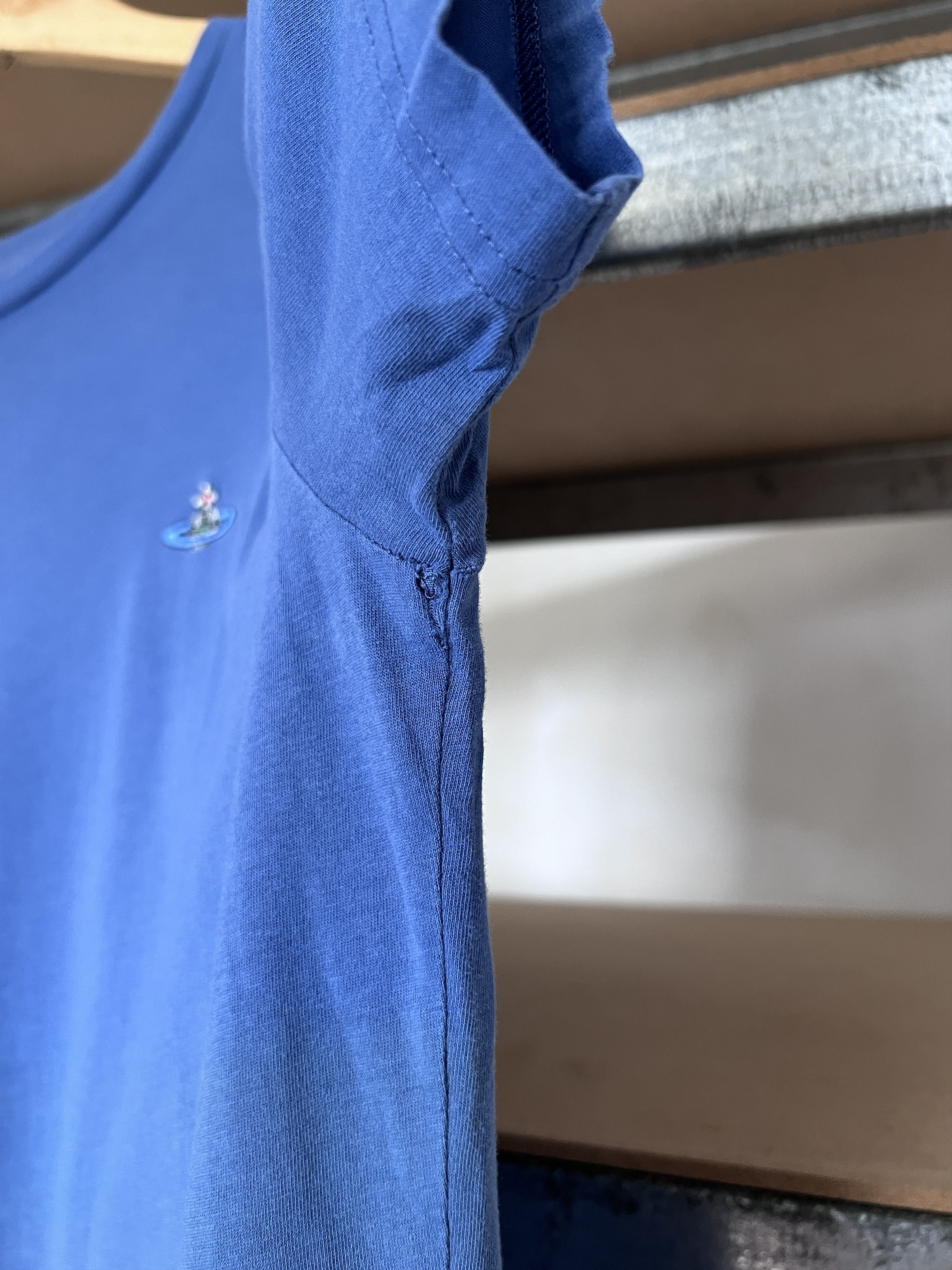 Vintage Vivienne Westwood Vintage Small Logo Blue Distressed Tee Size US XL / EU 56 / 4 - 7 Thumbnail