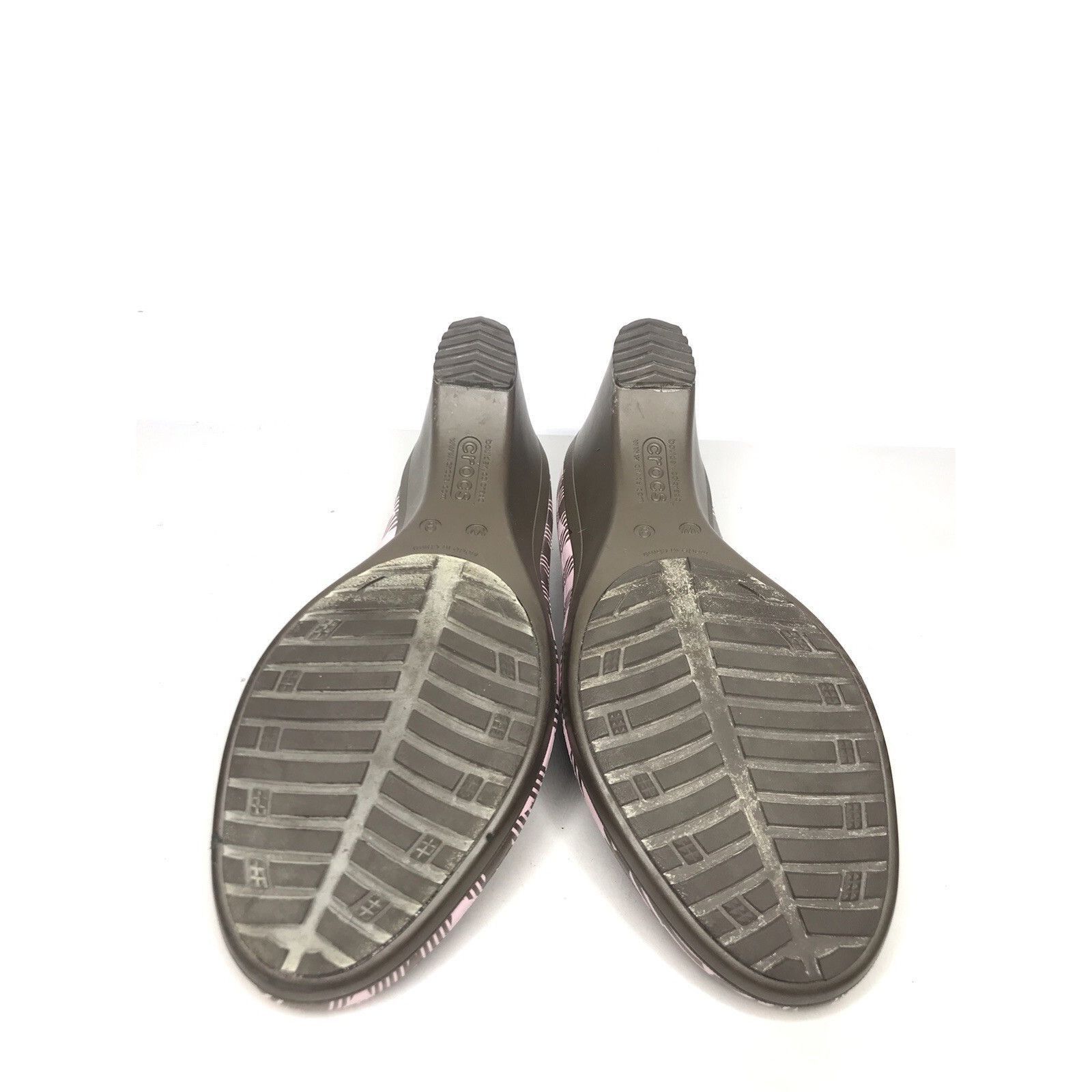Crocs Crocs Pink Brown Plaid Rubber SlipOn Pump Casual Wedge Shoes Size US 9 / IT 39 - 6 Thumbnail