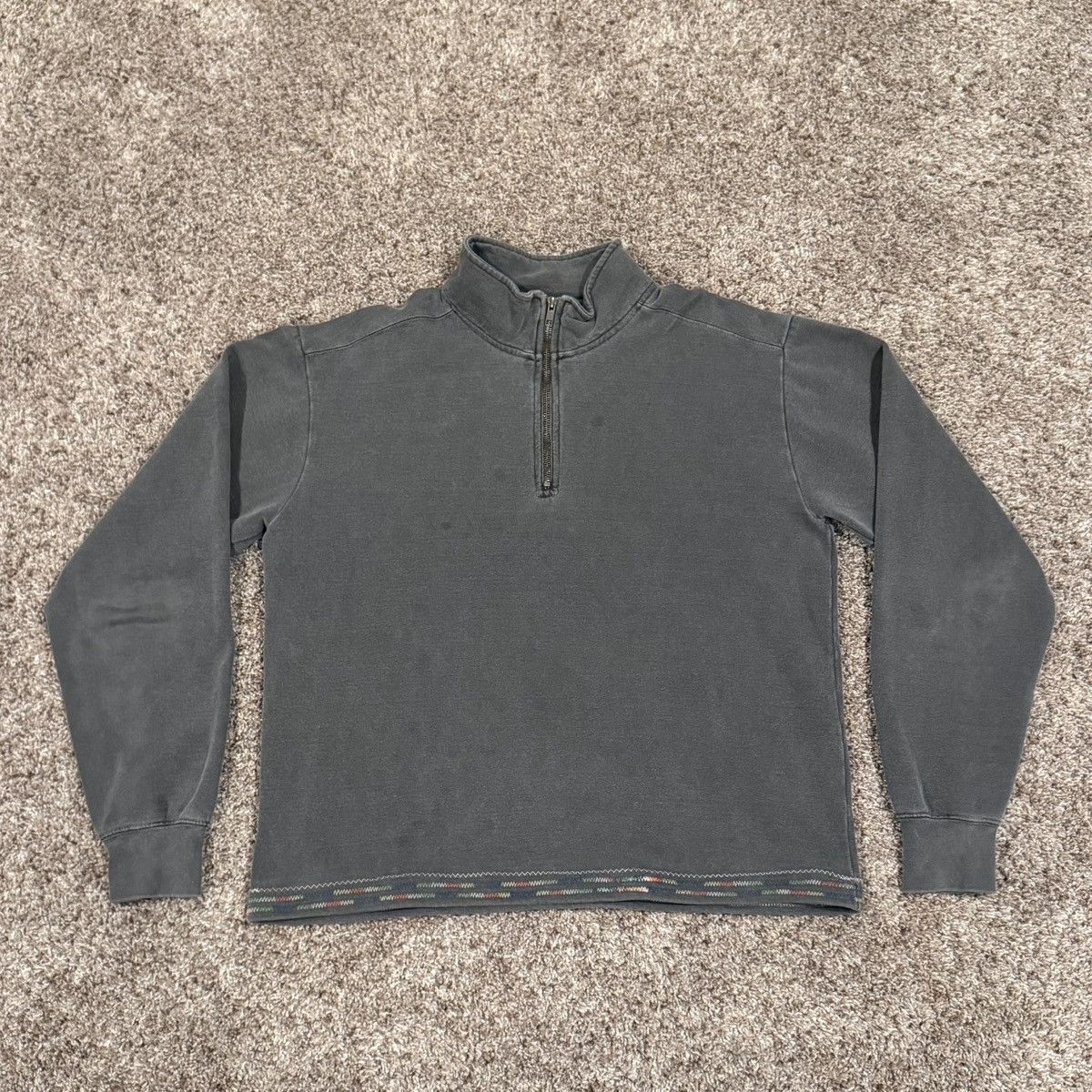 Other Zeal Multicolor Stitch Quarter Zip Sweater Gray Grey Sz M Size US M / EU 48-50 / 2 - 1 Thumbnail
