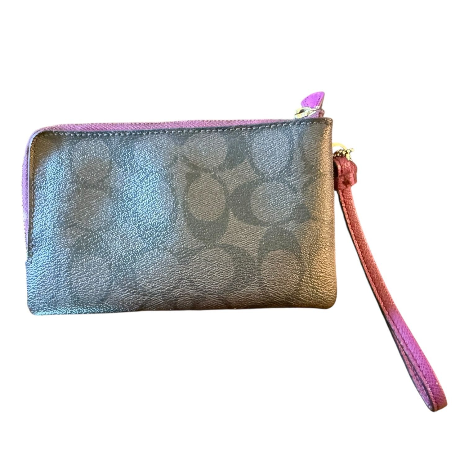 Coach Coach Double Zip Brown & Fuchsia Wristlet Wallet Size ONE SIZE - 2 Thumbnail