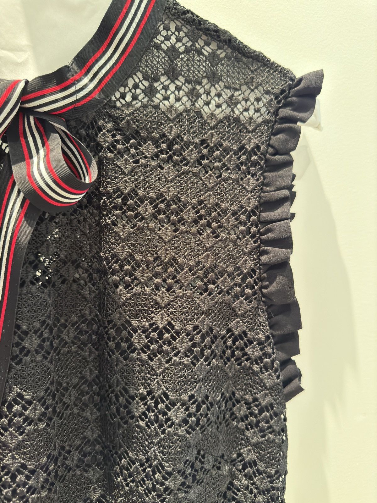 Sandro Sandro Fidèle Tie-Neck Lace Mini dress Size S / US 4 / IT 40 - 6 Thumbnail