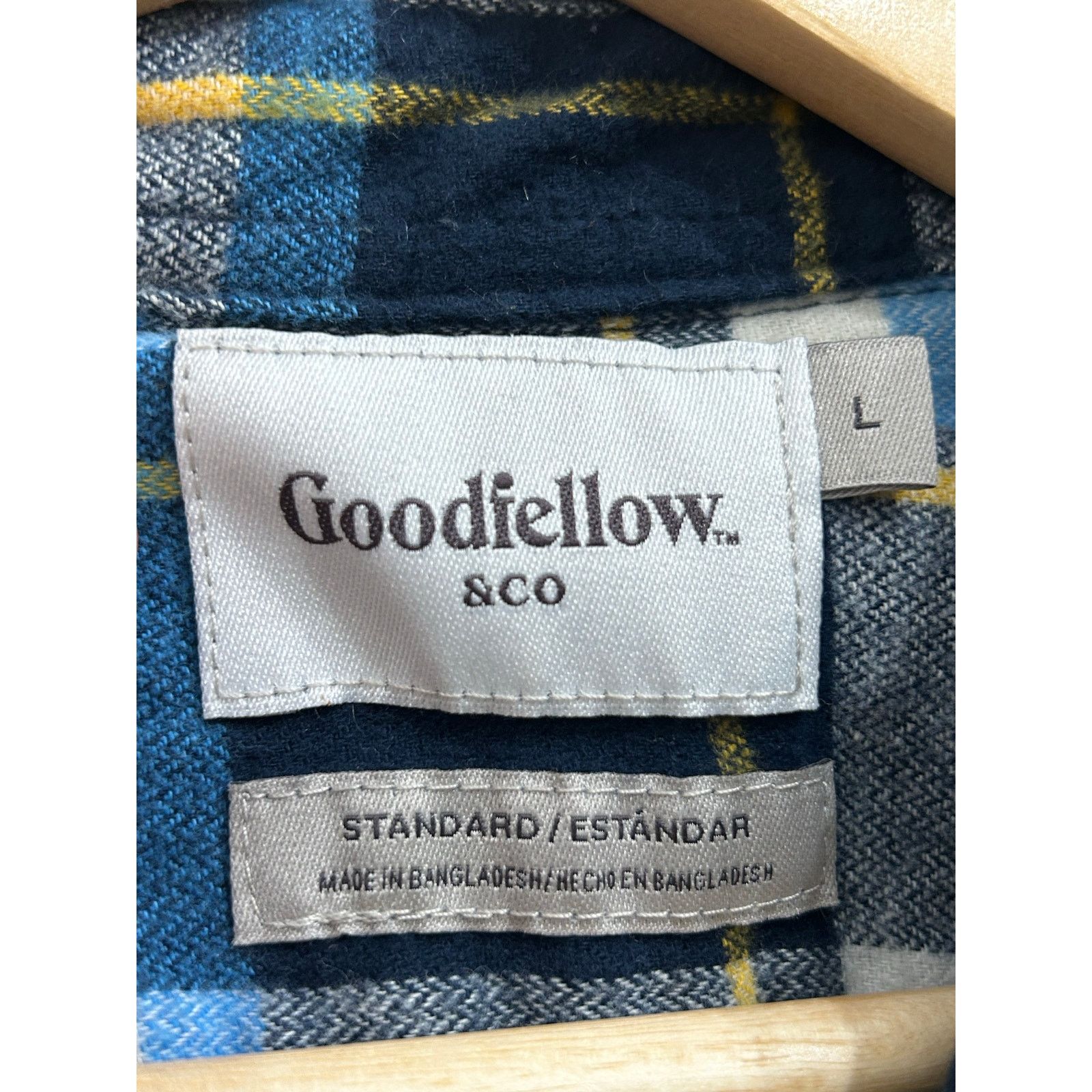 Other Goodfellow Co Mens Large Blue Yellow Plaid Flannel Shirt Size US L / EU 52-54 / 3 - 3 Thumbnail
