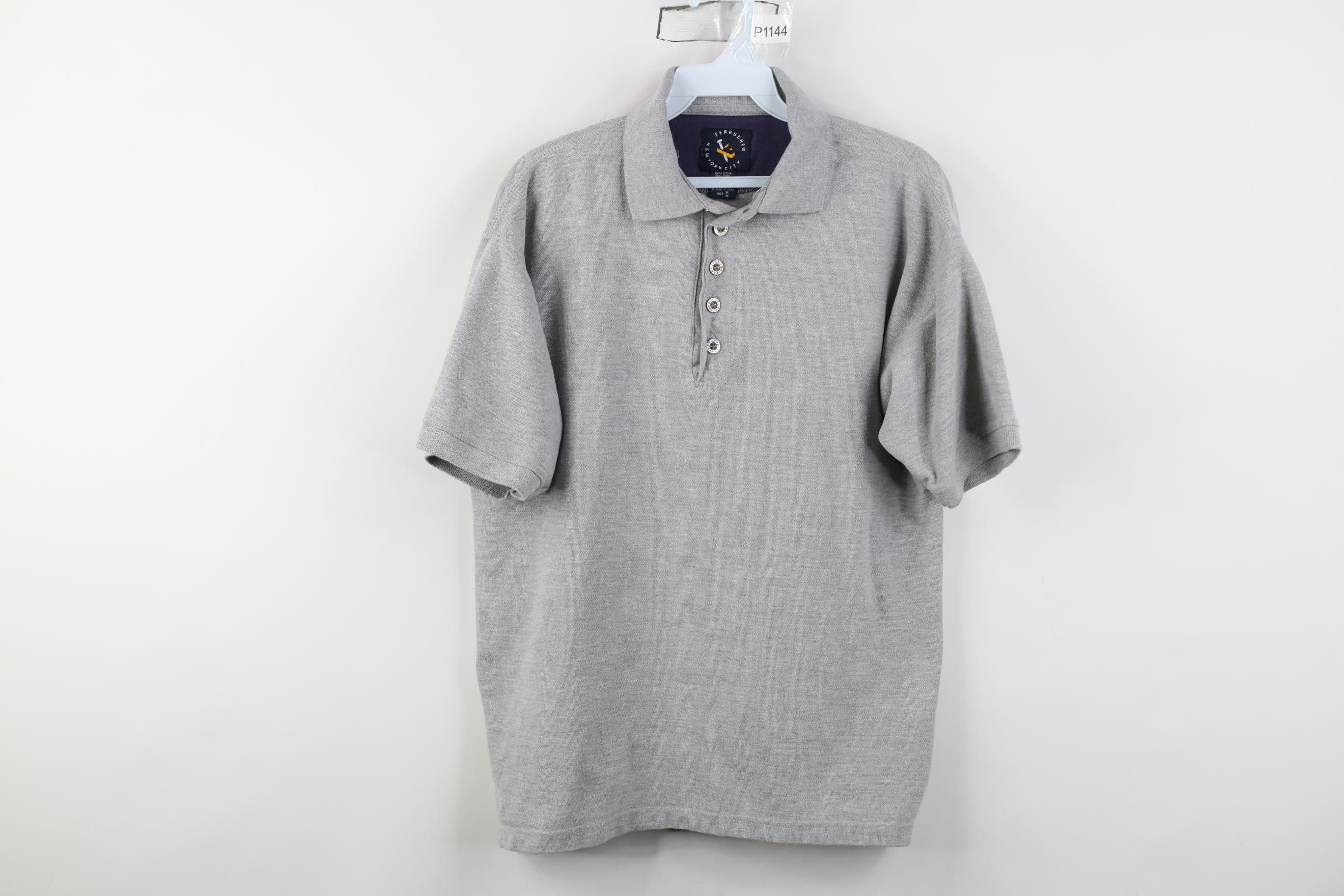 Vintage Vintage 90s Streetwear Collared Golf Polo Shirt Gray Cotton Size US M / EU 48-50 / 2 - 1 Thumbnail