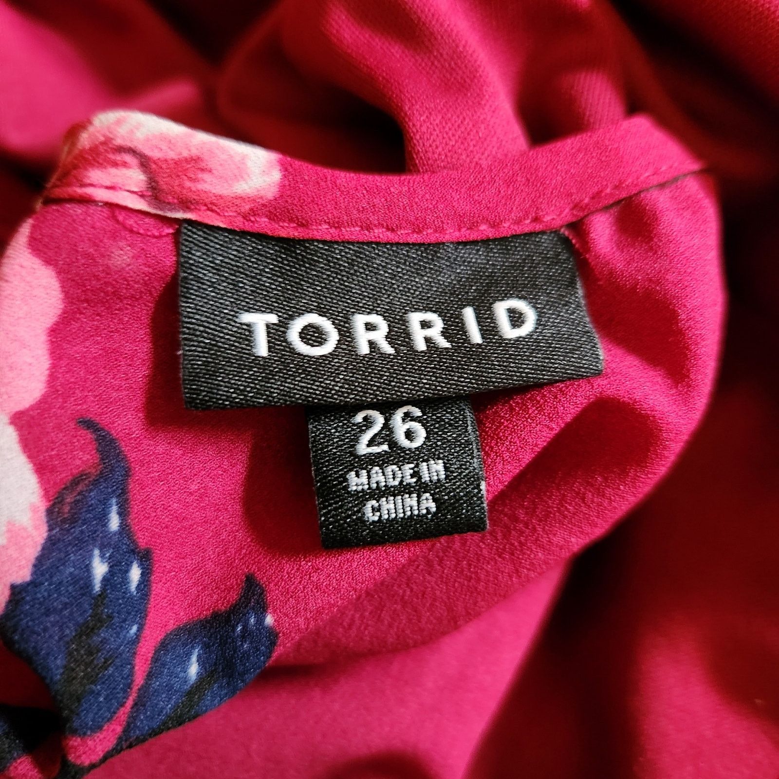 Torrid Torrid Plus Size 26 Red Floral Skater Dress Lace-Up Back Size 4XL / US 24-26 - 9 Thumbnail